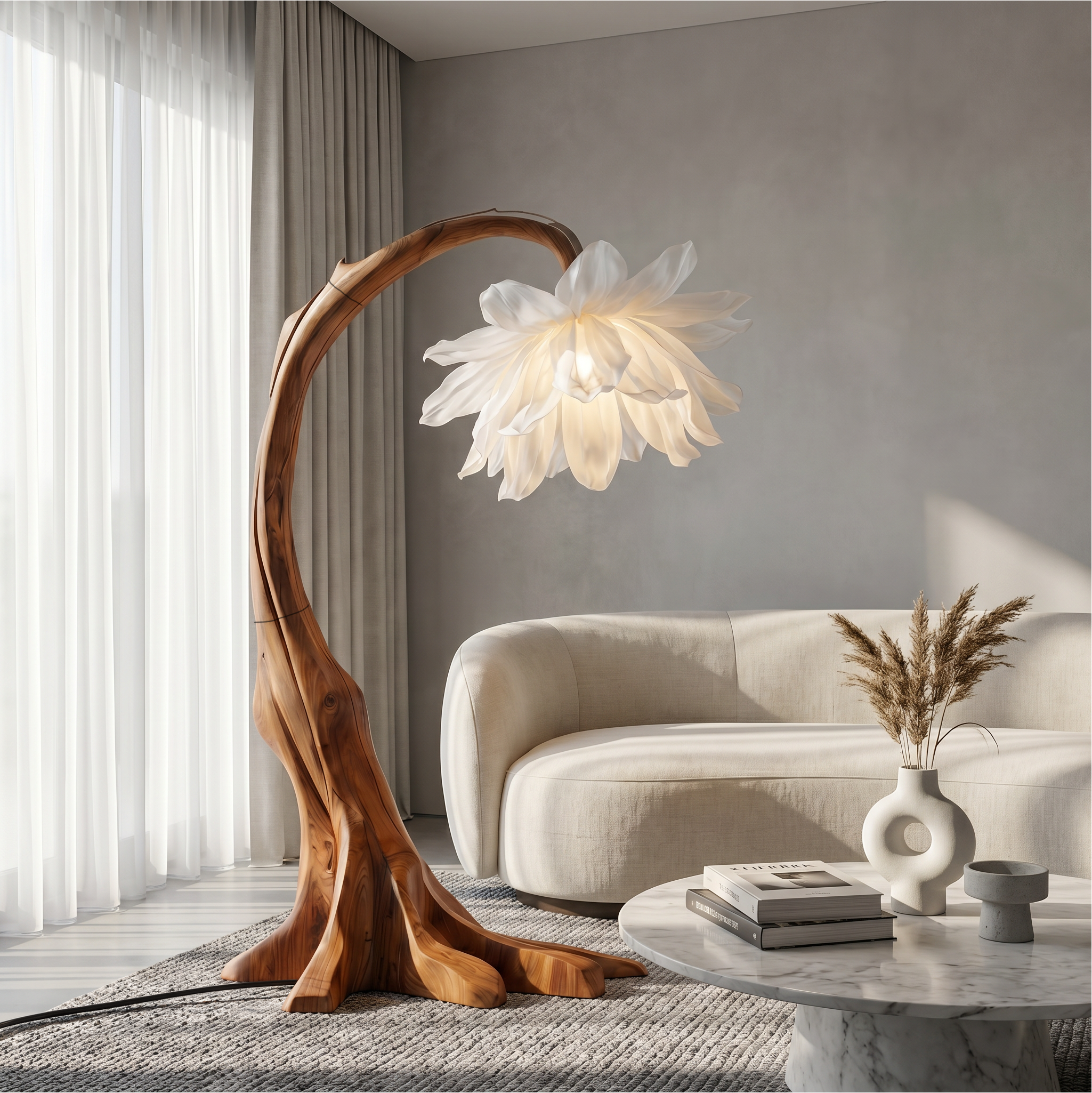 Contemporary Floor Lamp With Sculptural Floral Design For Living Room And Bedroom SINLSAFLP098