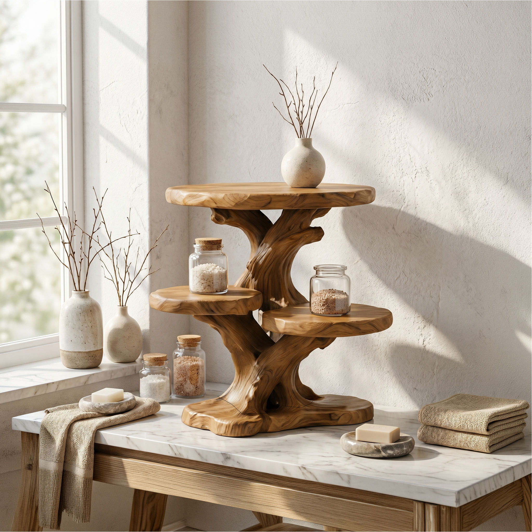 Contemporary Bathroom Counter Shelf With Architectural Design For Bathroom SINLSABRD015