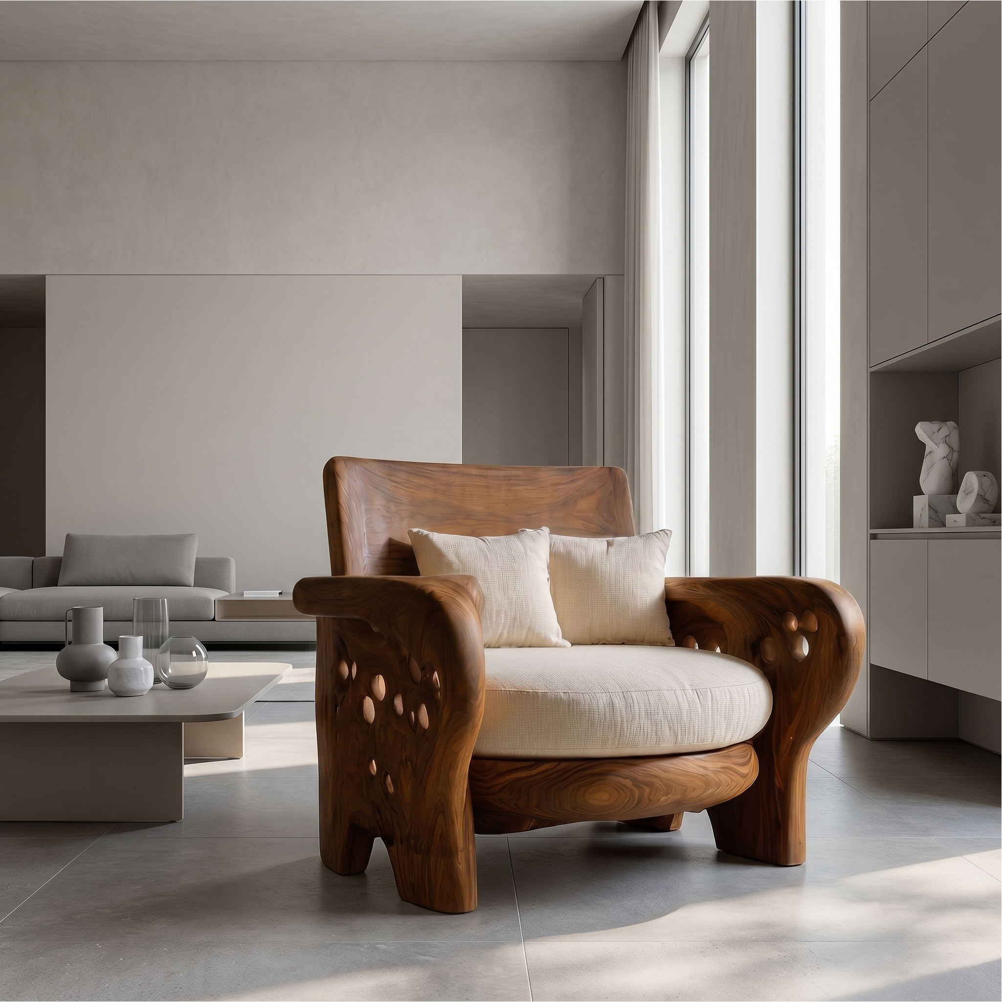 Nature Inspired Wooden Lounge Chair For Living Room SINLSA002
