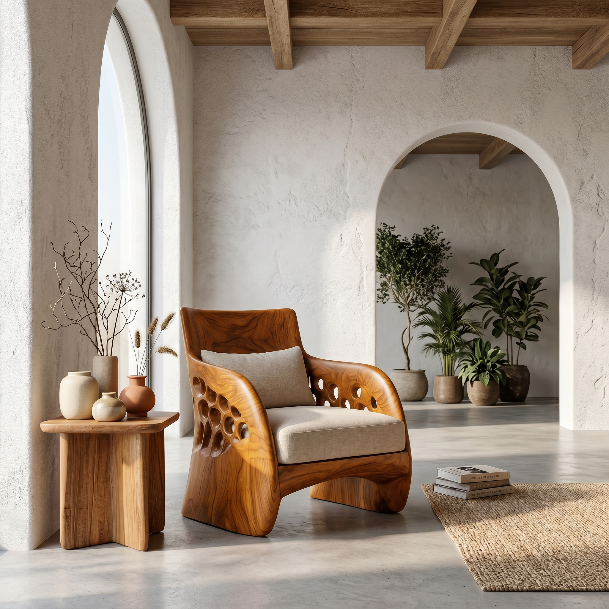 Contemporary Organic Accent Chair For Living Room SINLSA004
