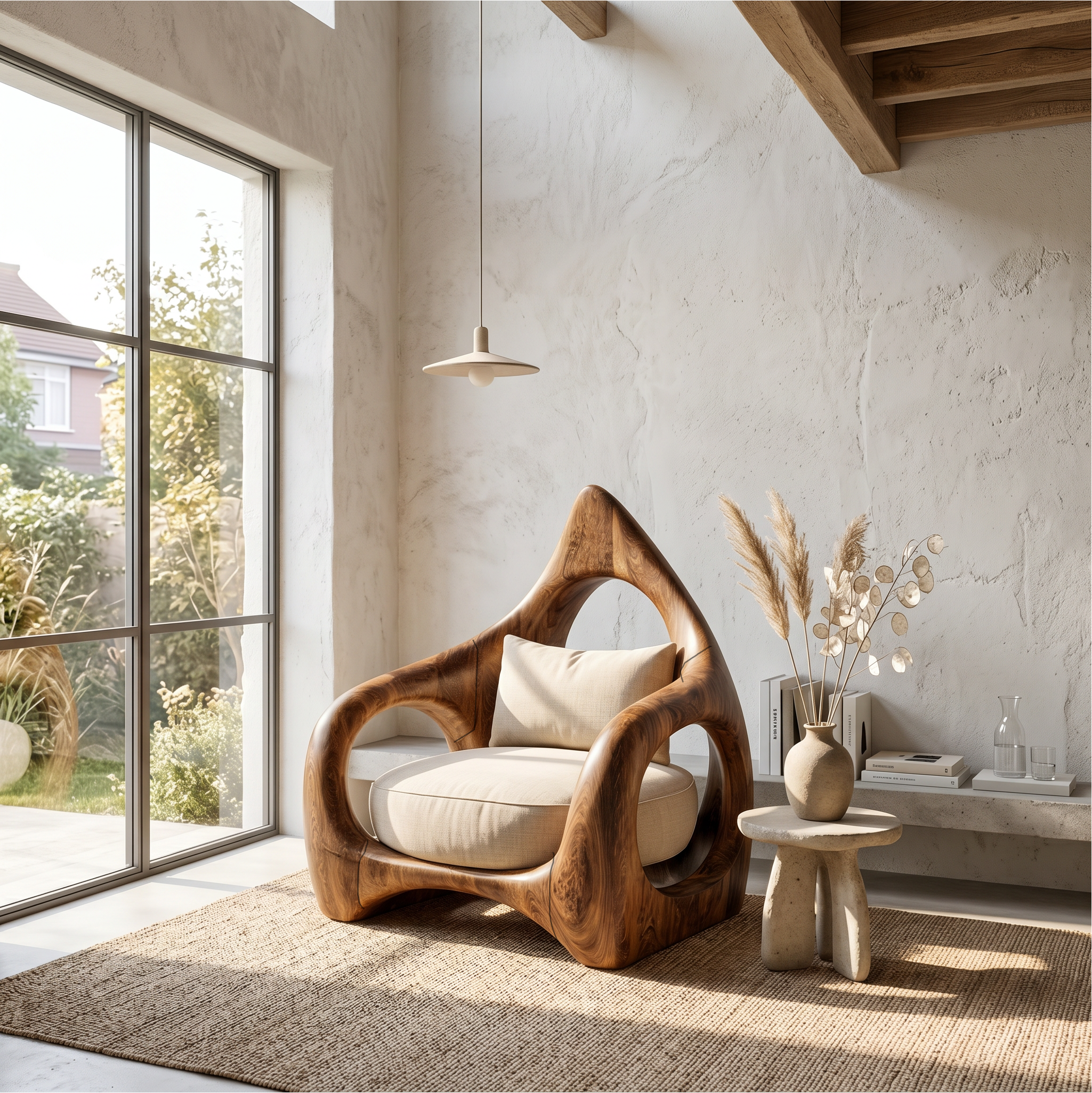 Handcrafted Leaf Back Armchair For Living Room SINLSAAC009
