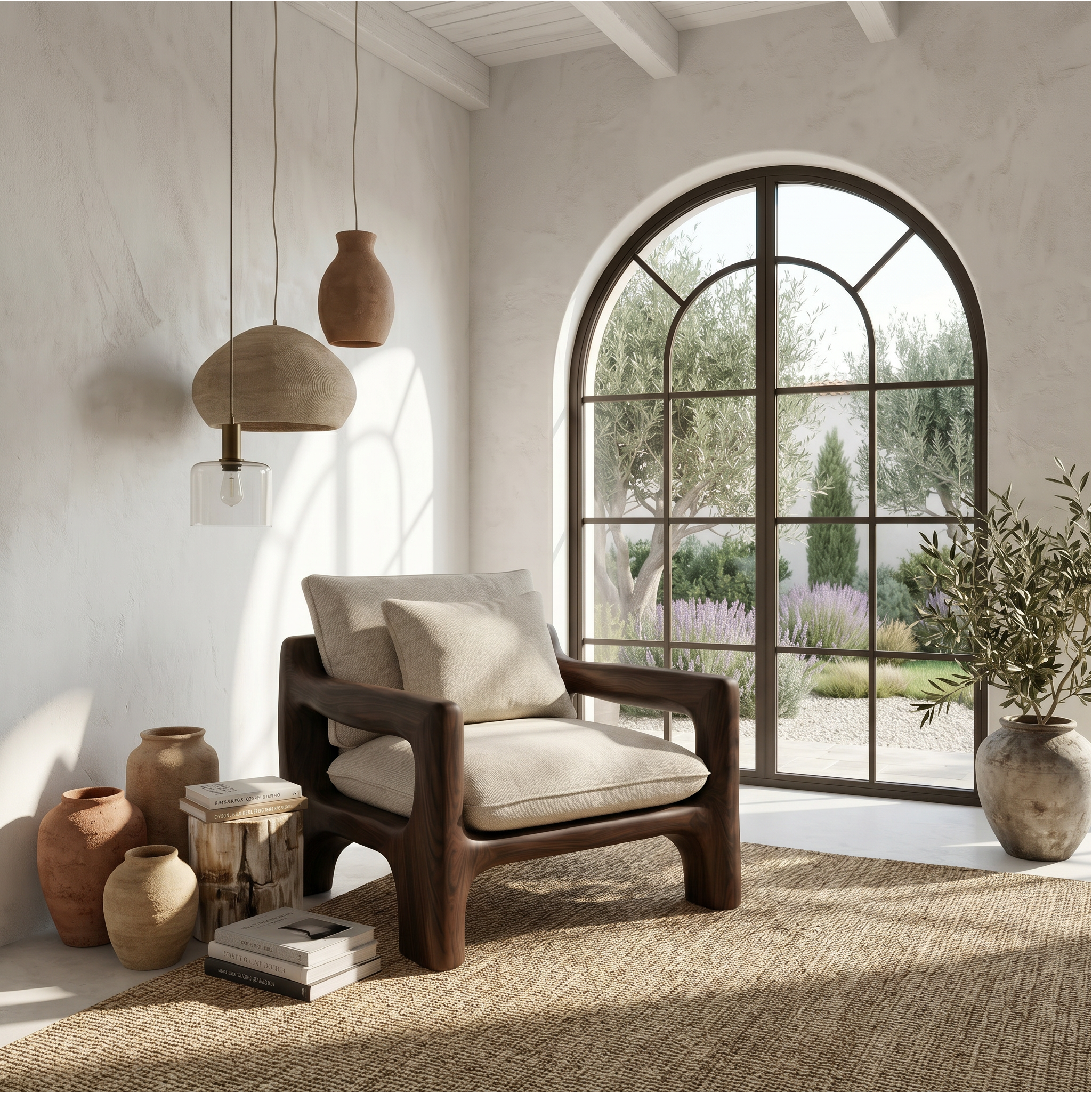 Rustic Organic Accent Chair For Living Room Statement Seating SINLSAAC011