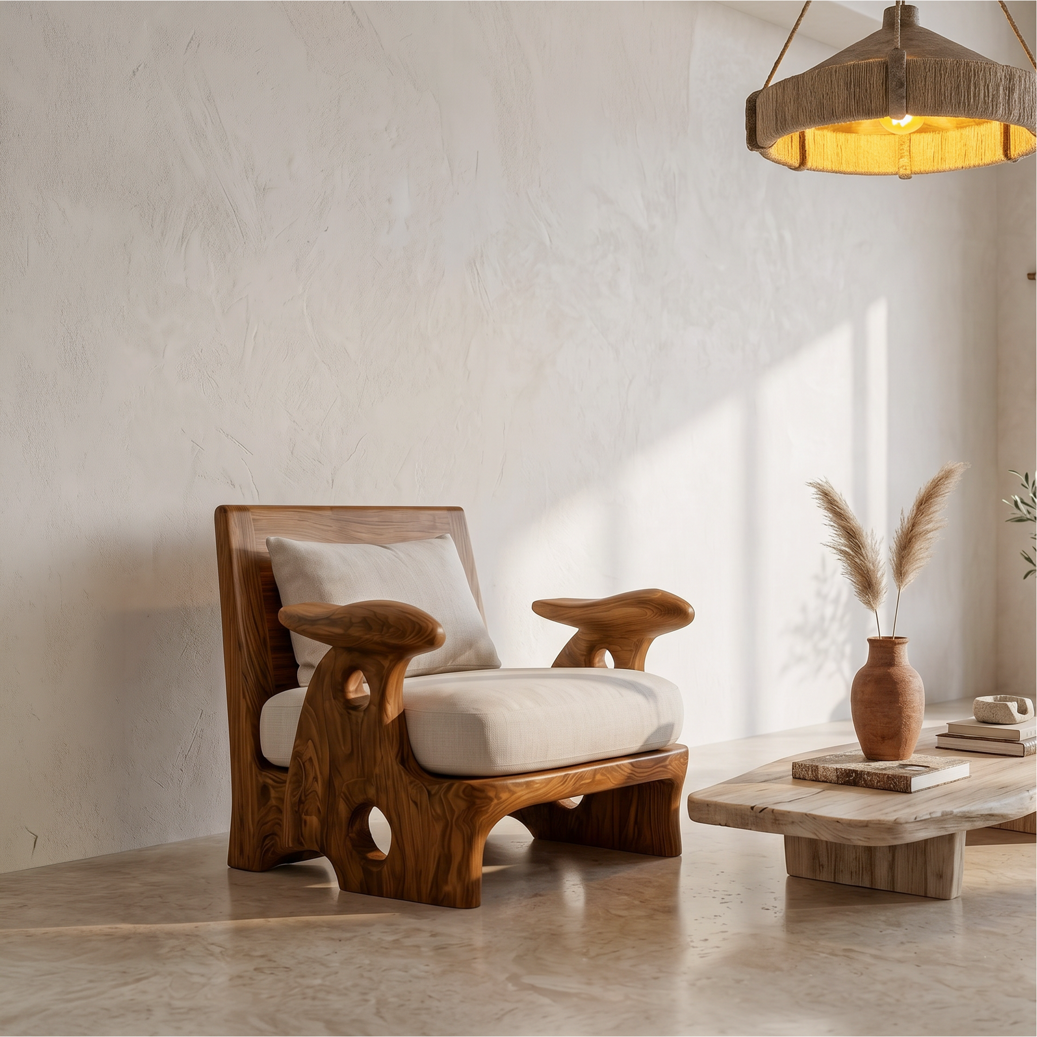 Organic Sculptural Armchair For Living Room Accent Seating And Interior Decor SINLSAAC015