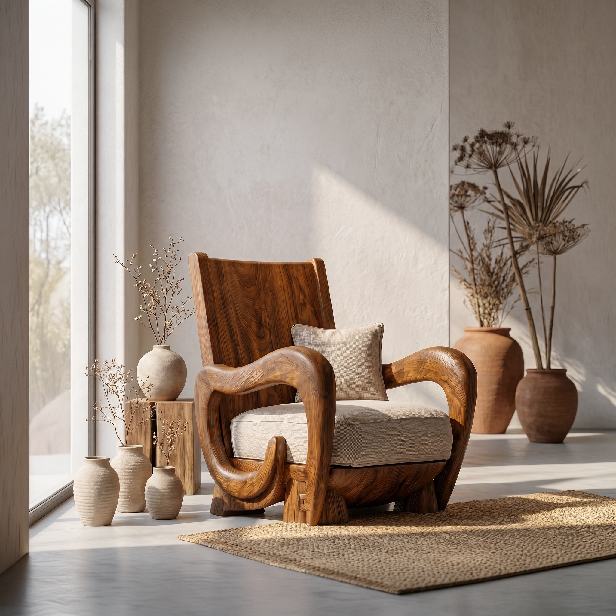 Scandinavian Wooden Armchair For Living Room Cozy Lounge Seating SINLSAAC018