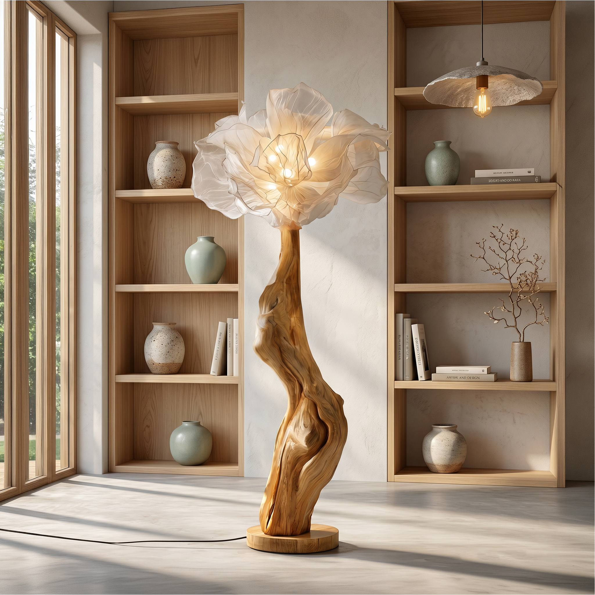 Nature Inspired Standing Lamp Artistic Flower Display For Living Room SINLSAFLP110
