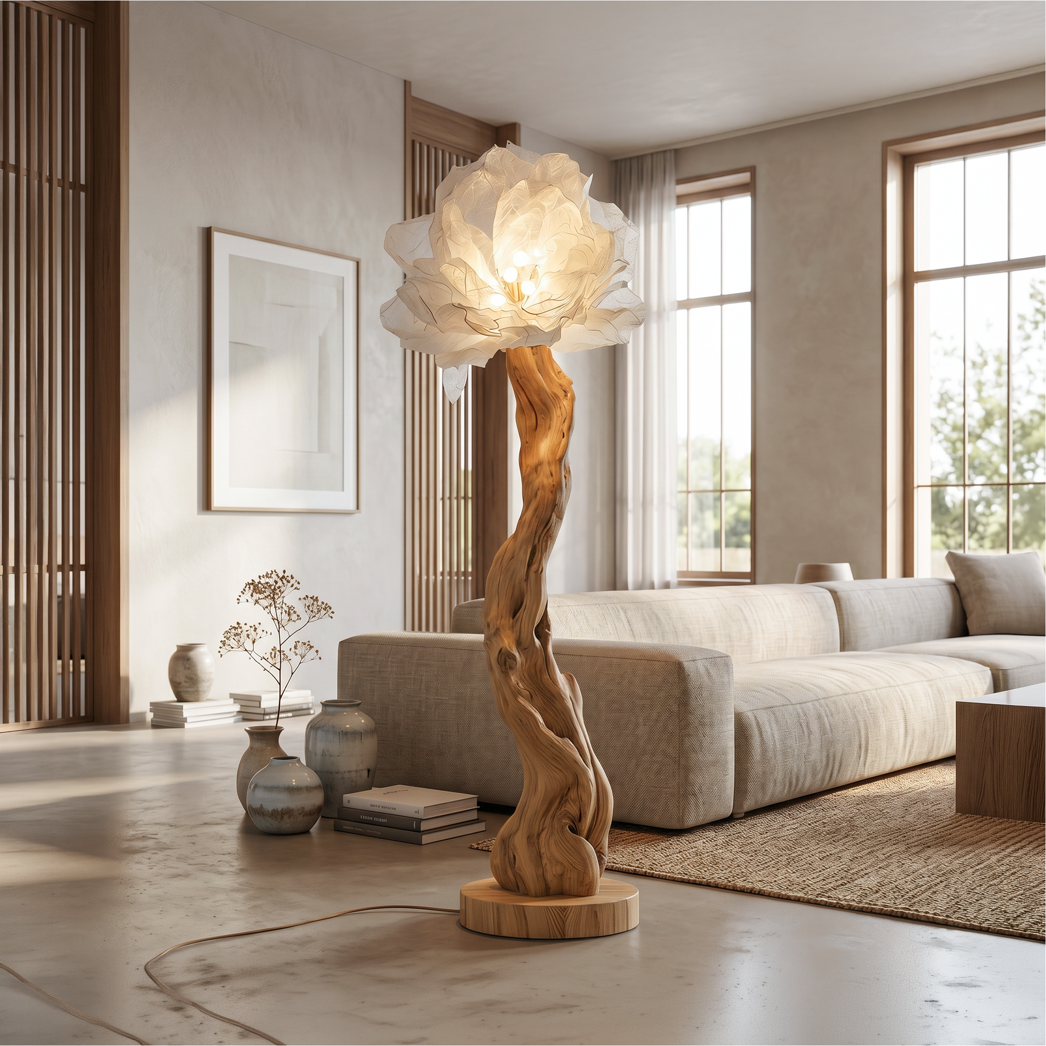 Organic Standing Lamp Sculptural Bloom Design For Living Room SINLSAFLP111