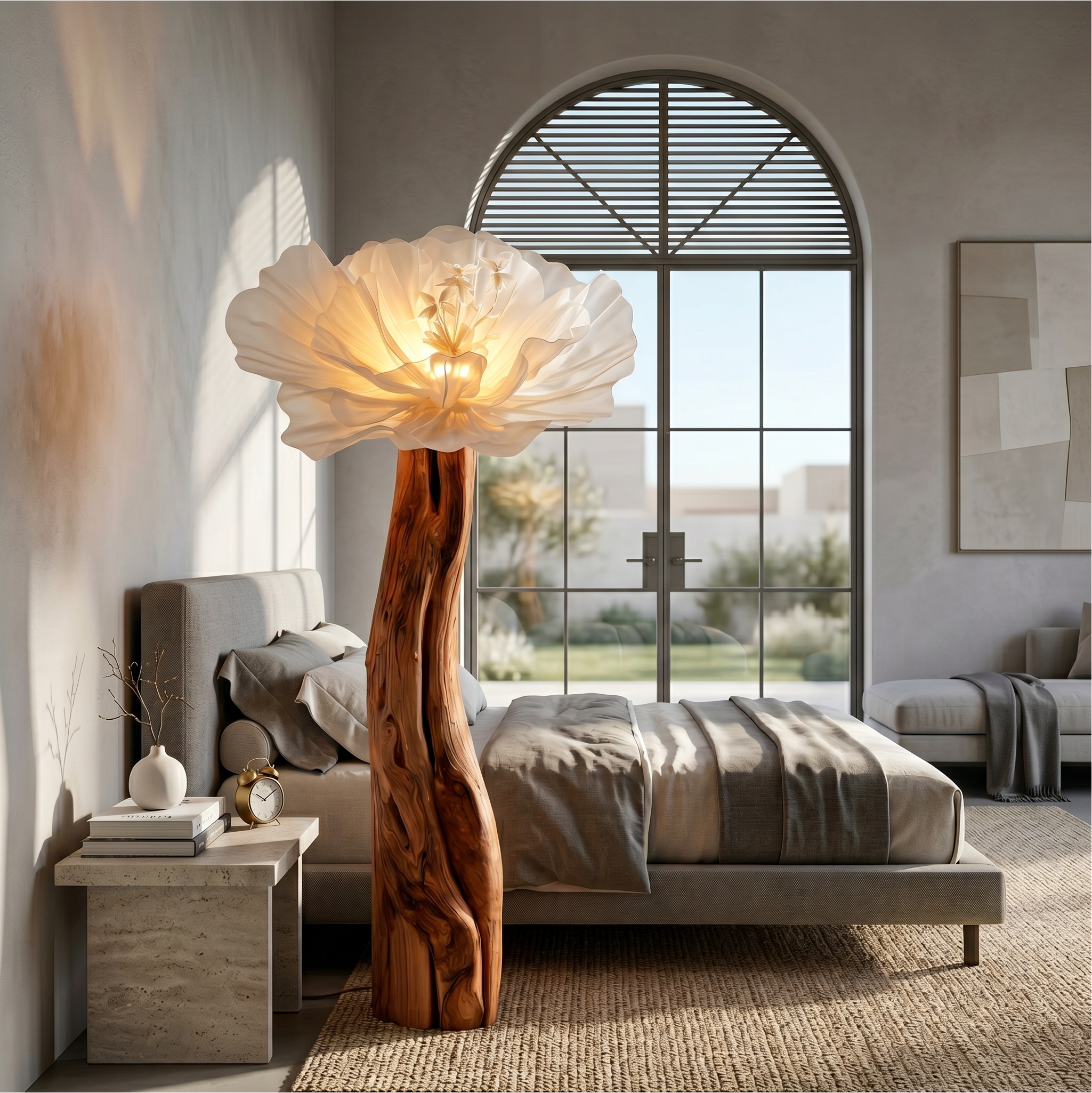 Statement Floor Lamp Nature Inspired Flower Sculpture For Living Room SINLSAFLP115