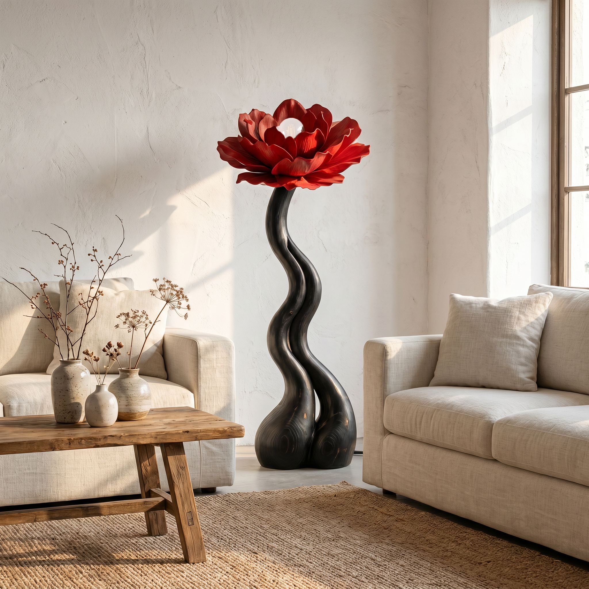 Modern Floor Lamp With Handcrafted Flower Form For Living Room SINLSAFLP117