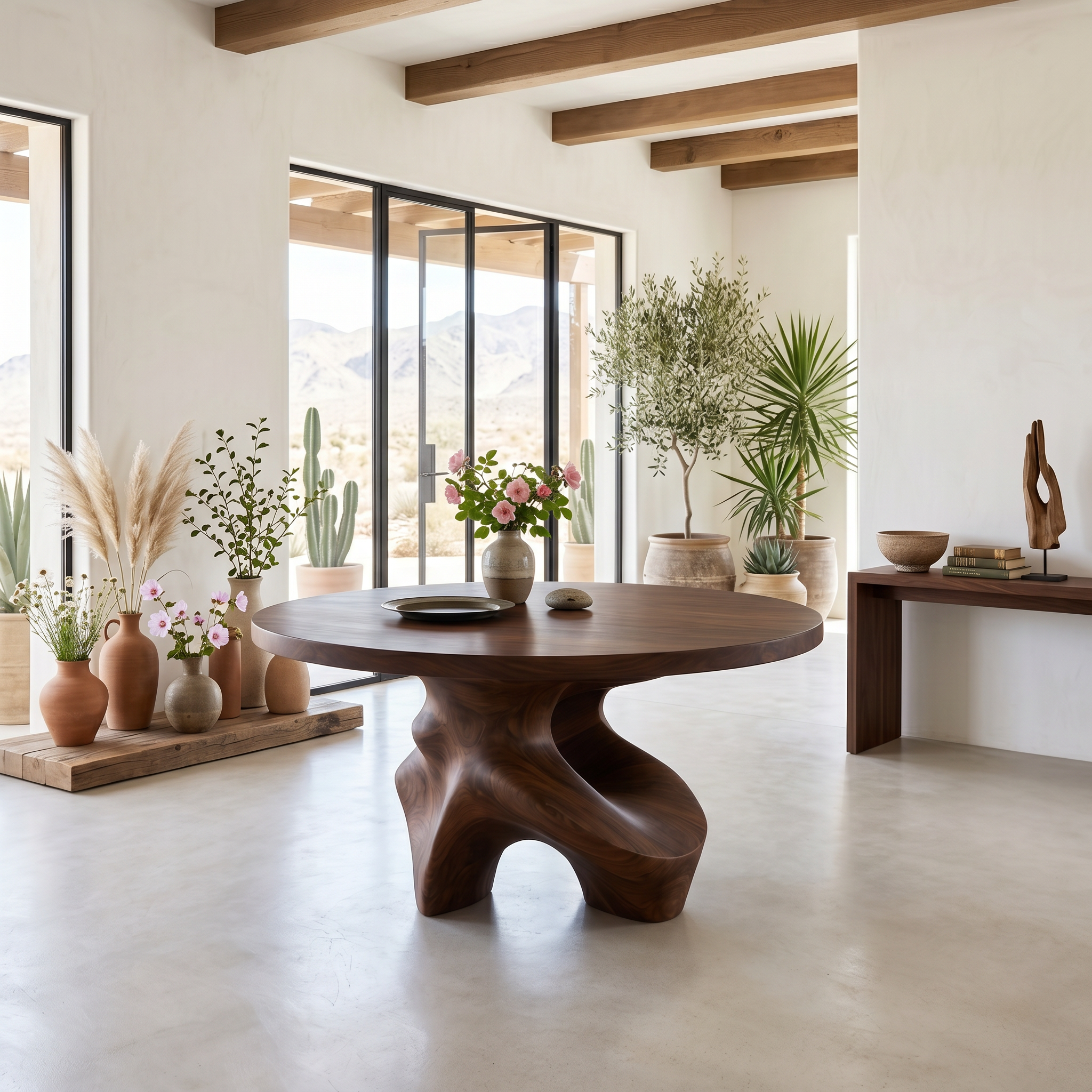 Minimalist Foyer Table Handcrafted Organic Base For Entryway SINLSAFT049
