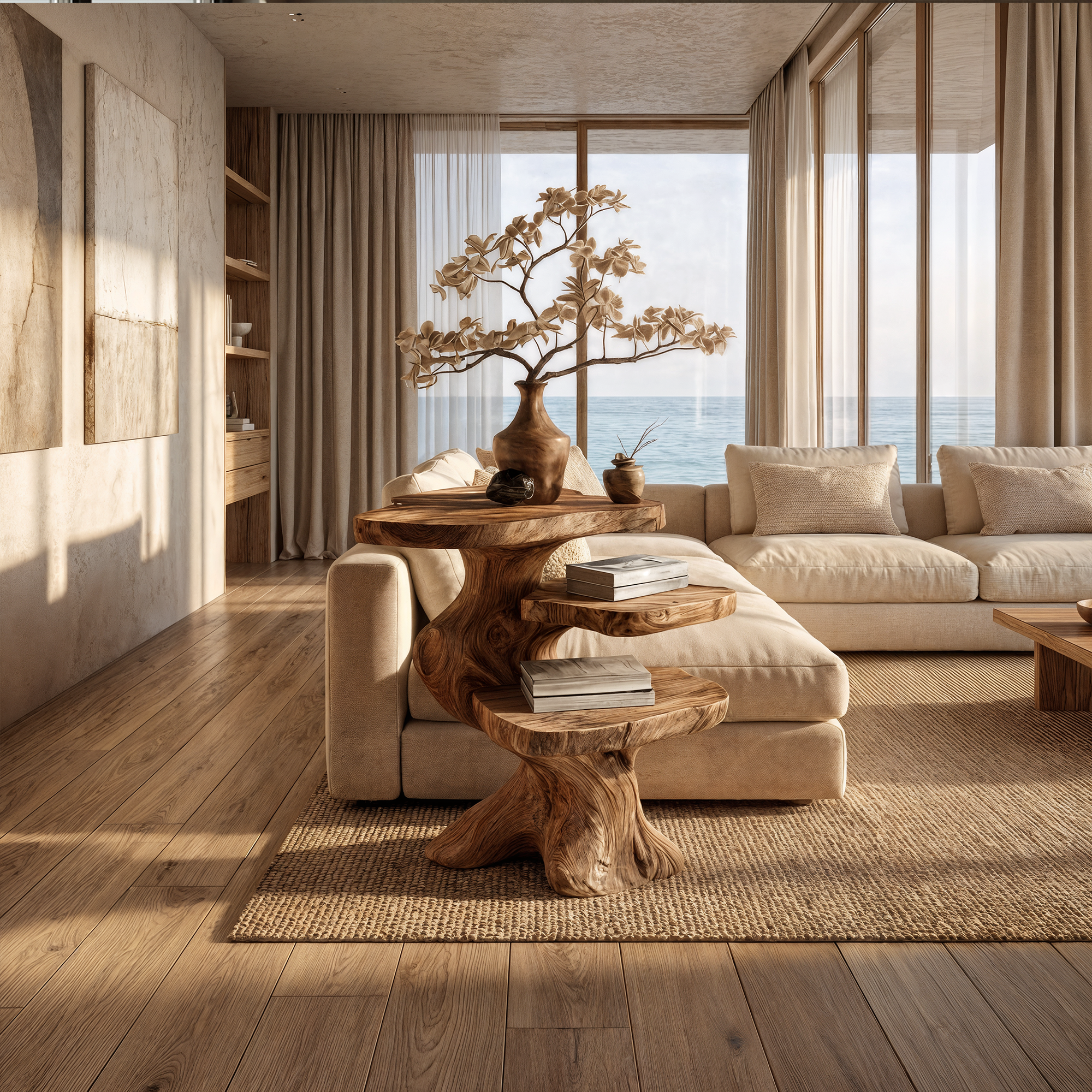 Contemporary Beside Table With Smooth Sculptural Base For Living Room And Bedroom SINLKIBT243