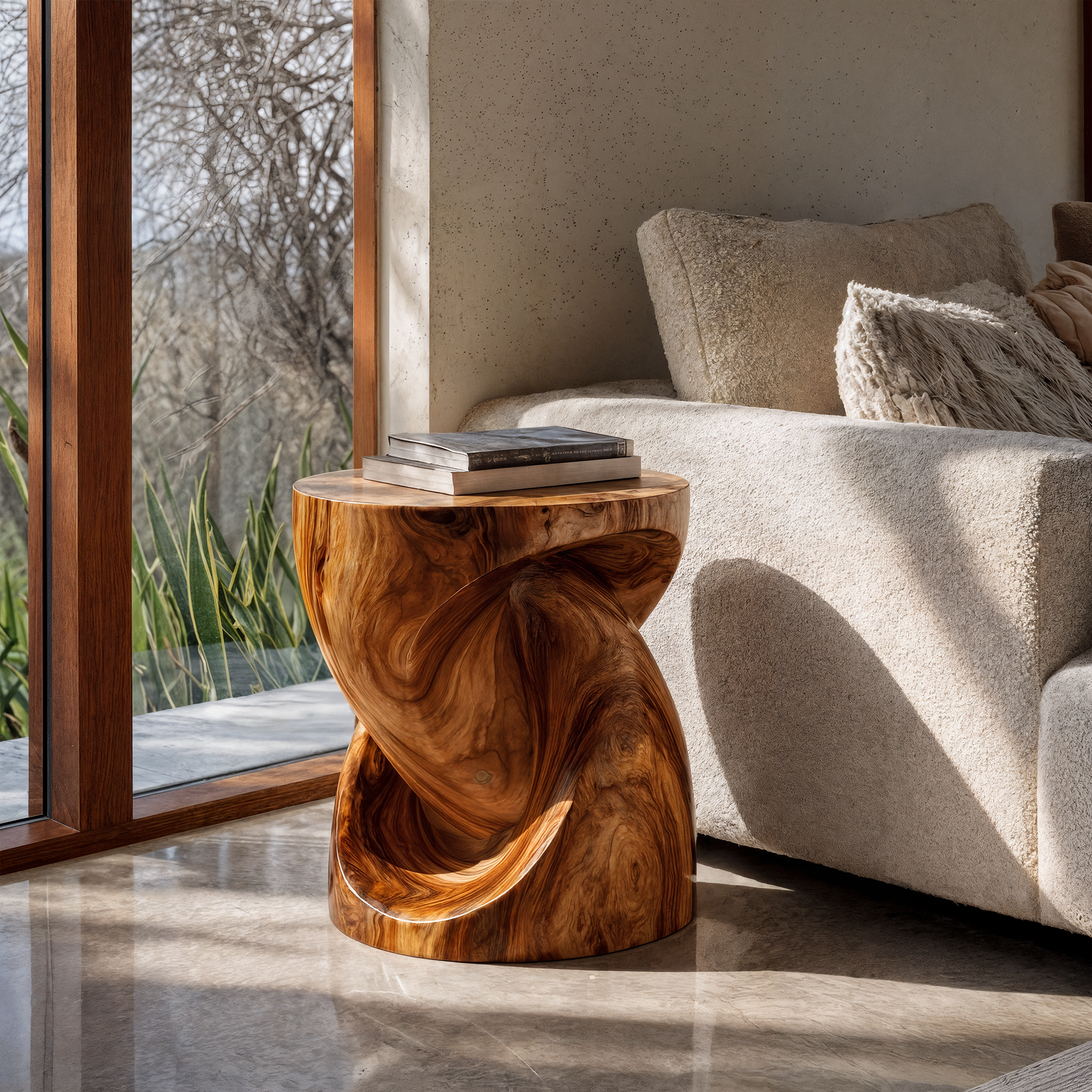 Rustic Twisted Wood Beside Table For Living Room SINLKIBT245