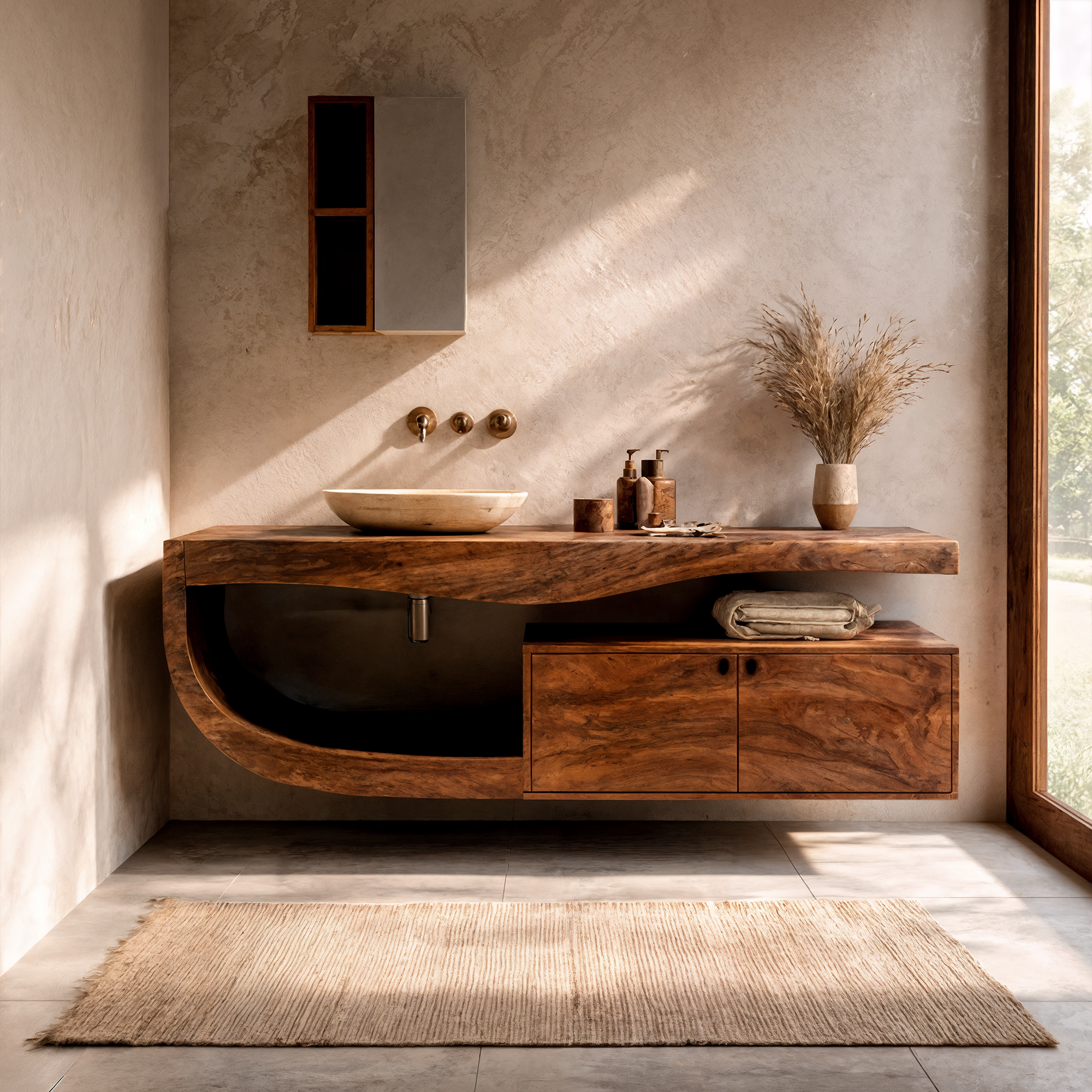 Wall Mounted Bathroom Vanity Wooden Vanity With Storage For Bathroom SINLKIBRV300