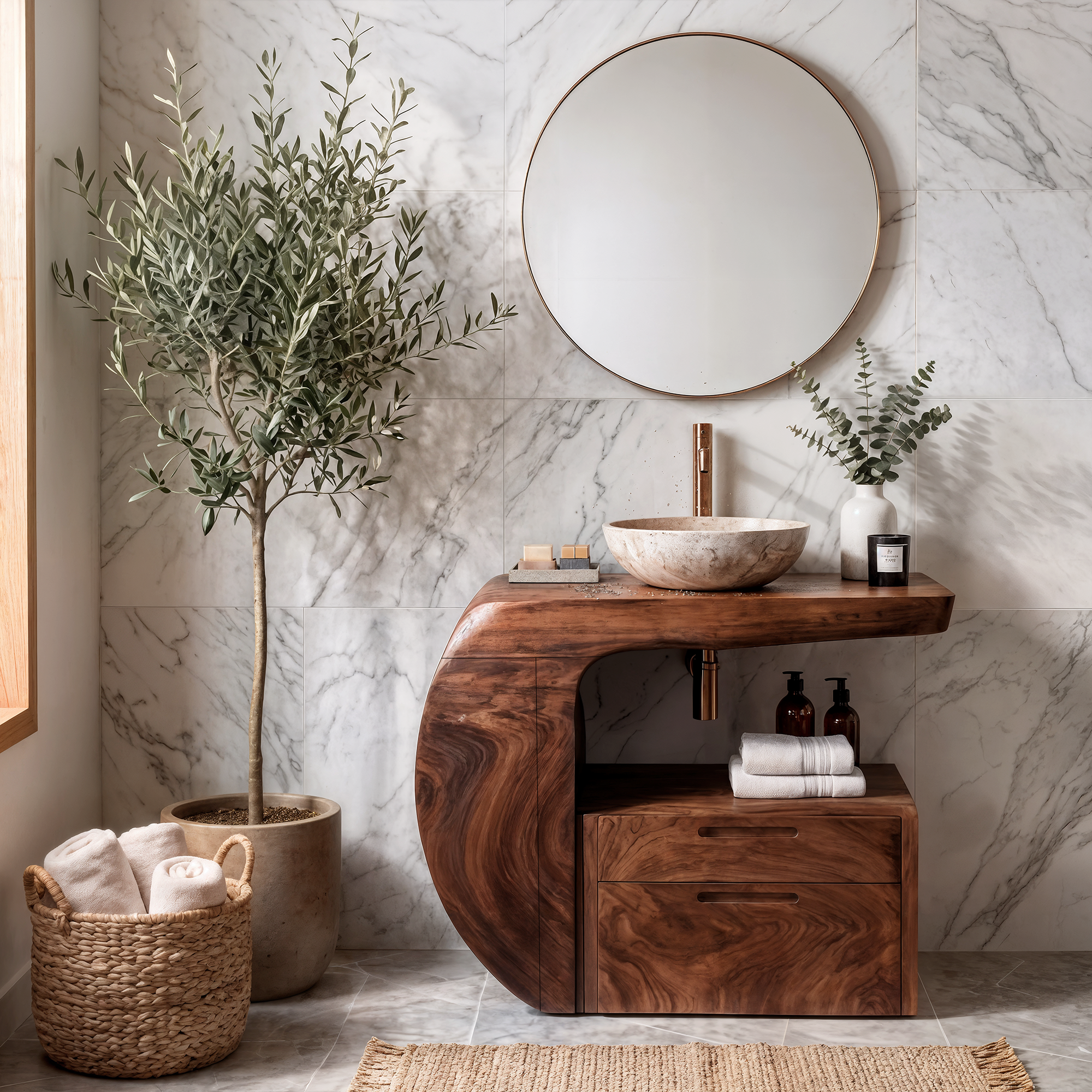 Modern Organic Bathroom Vanity With Storage For Bathroom SINLKIBRV303