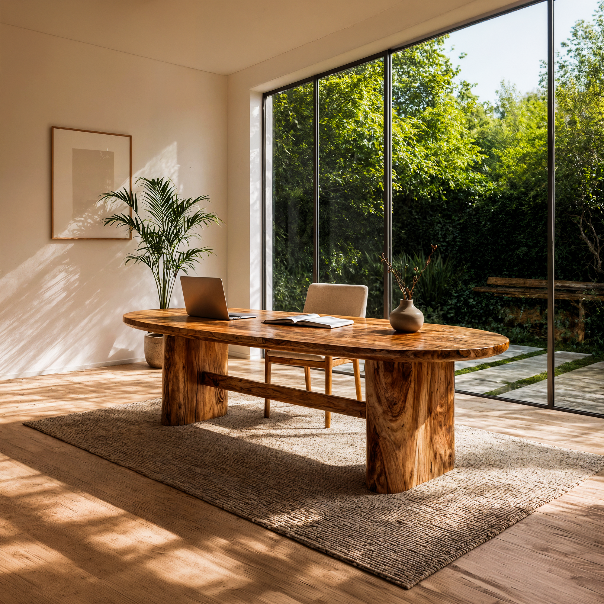 Modern Organic Desk With Natural Wood Design For Home Office SINLKIDK106