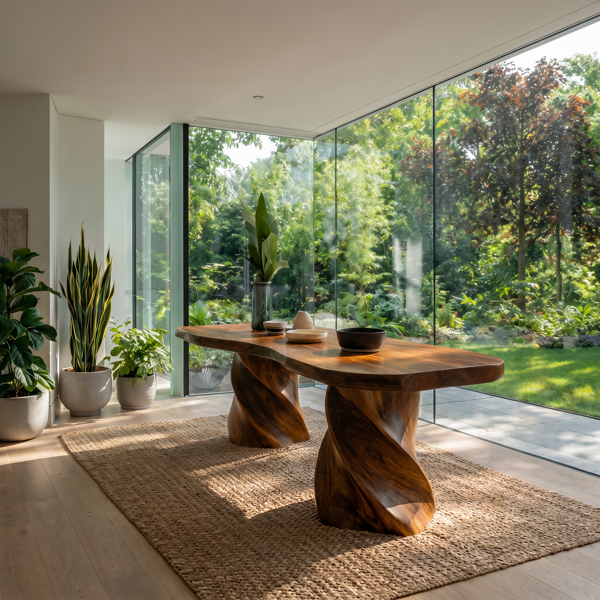 Sculptural Twisted Base Dining Table For Dining Room And Kitchen SINLKIDT165