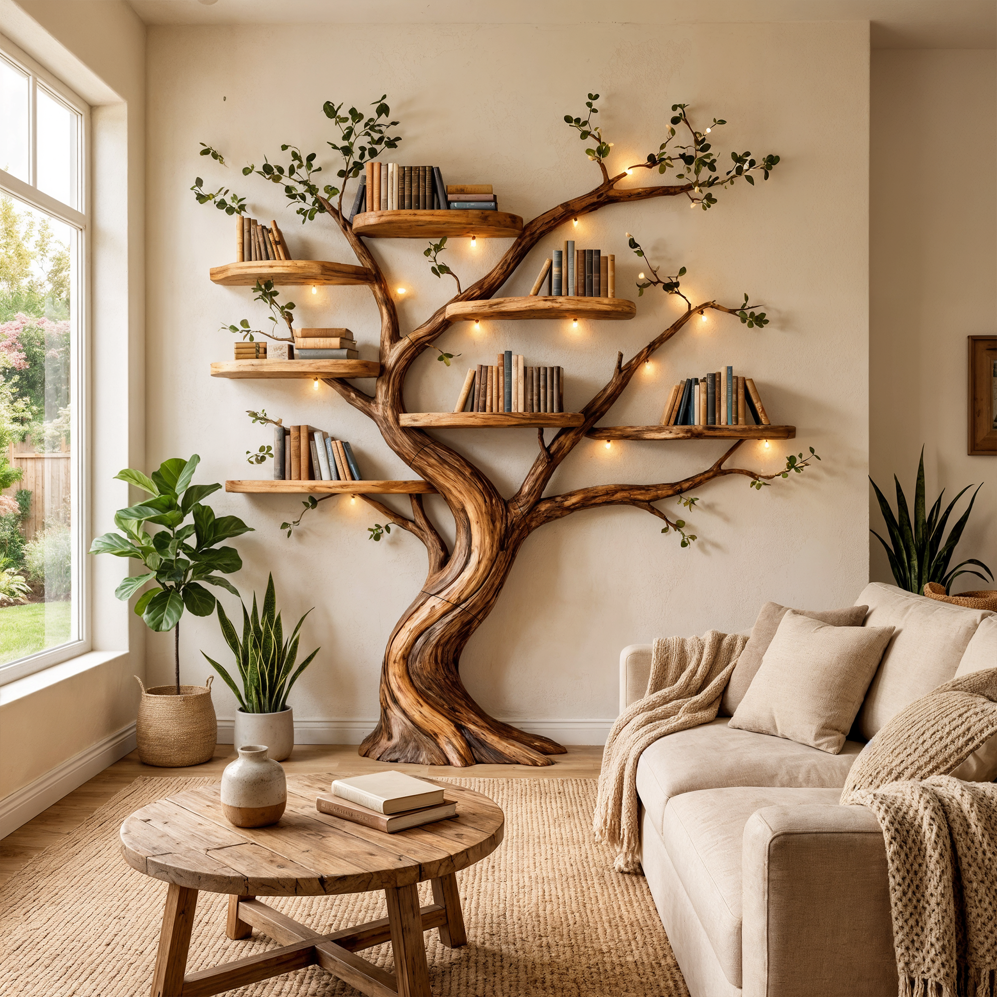 Organic Tree Bookshelf Living Room Interior Sculptural Wall Display SINLKITB664