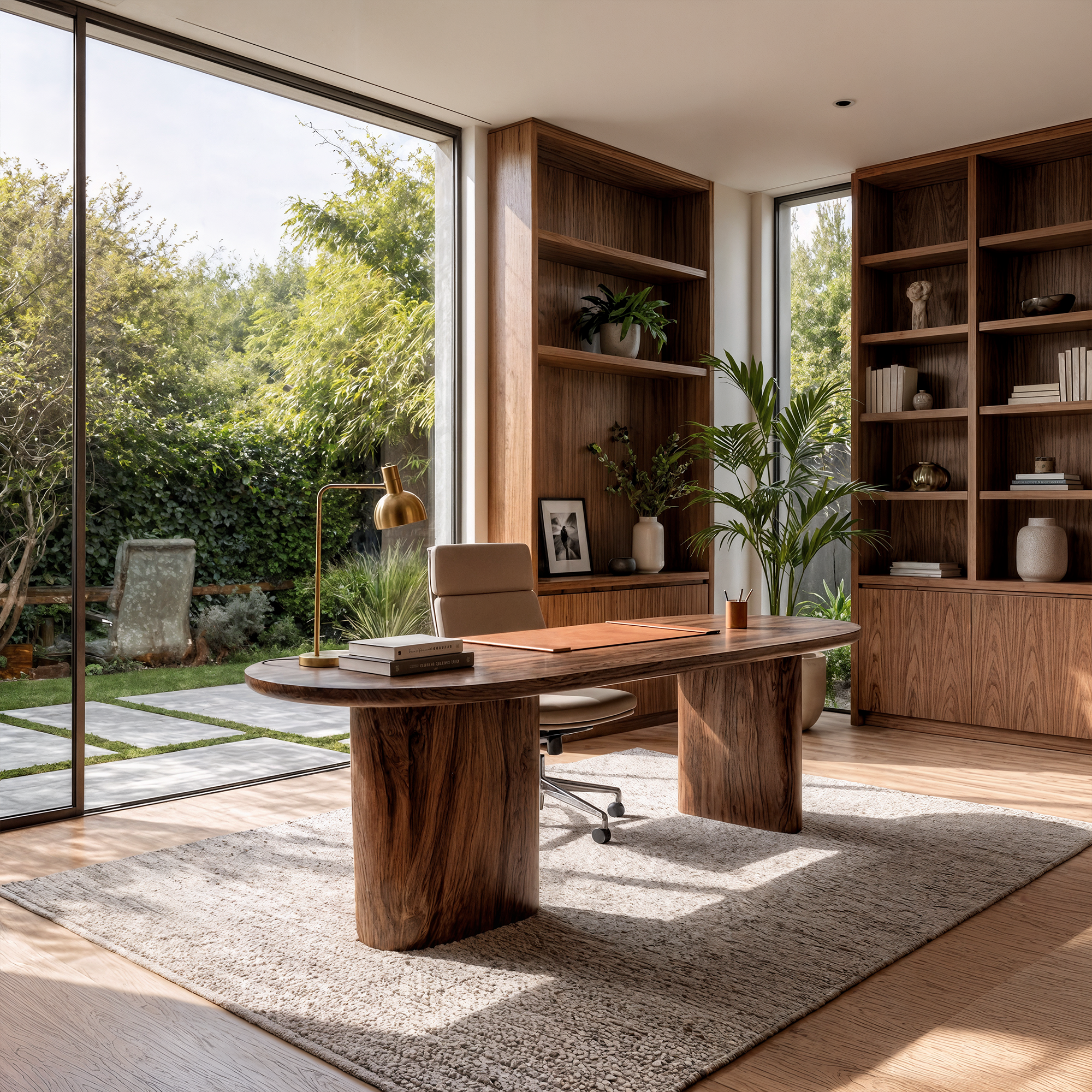 Organic Wooden Desk With Unique Sculptural Design For Living Room SINLKIDK107
