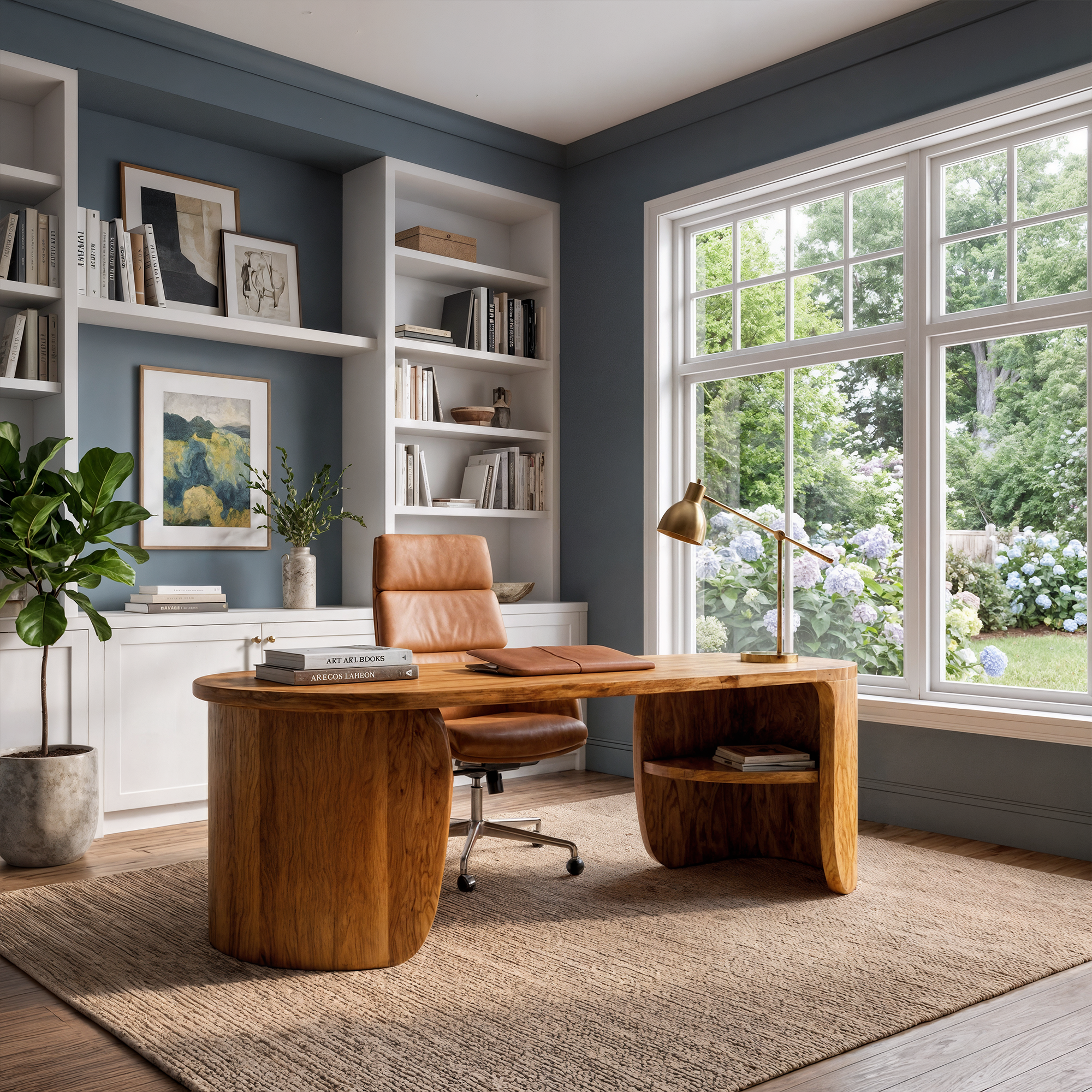 Minimal Wooden Desk With Clean Lines And Built In Storage For Home Office SINLKIDK110