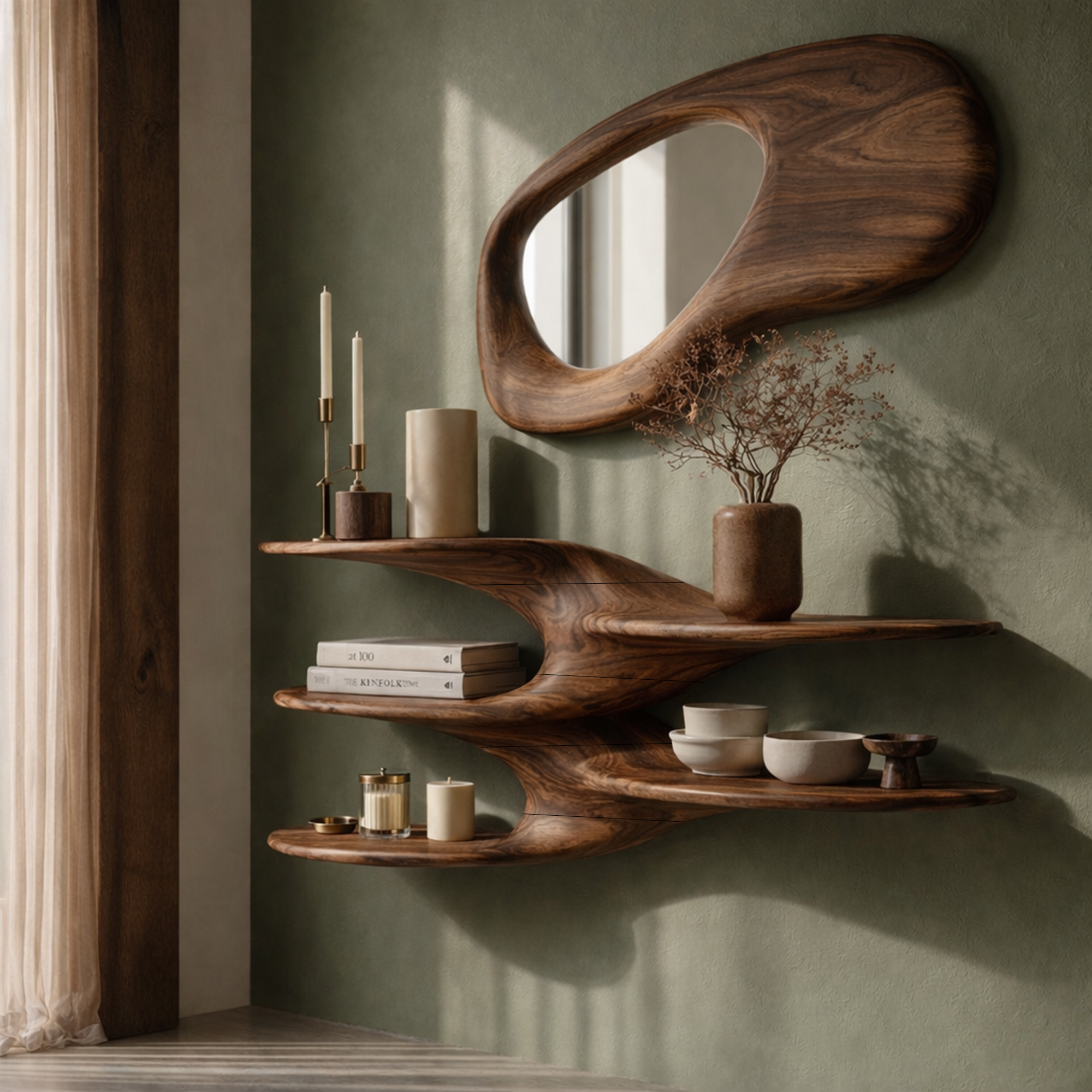 Sculptural Floating Wall Shelf For Living Room And Bedroom SINLKIFL533