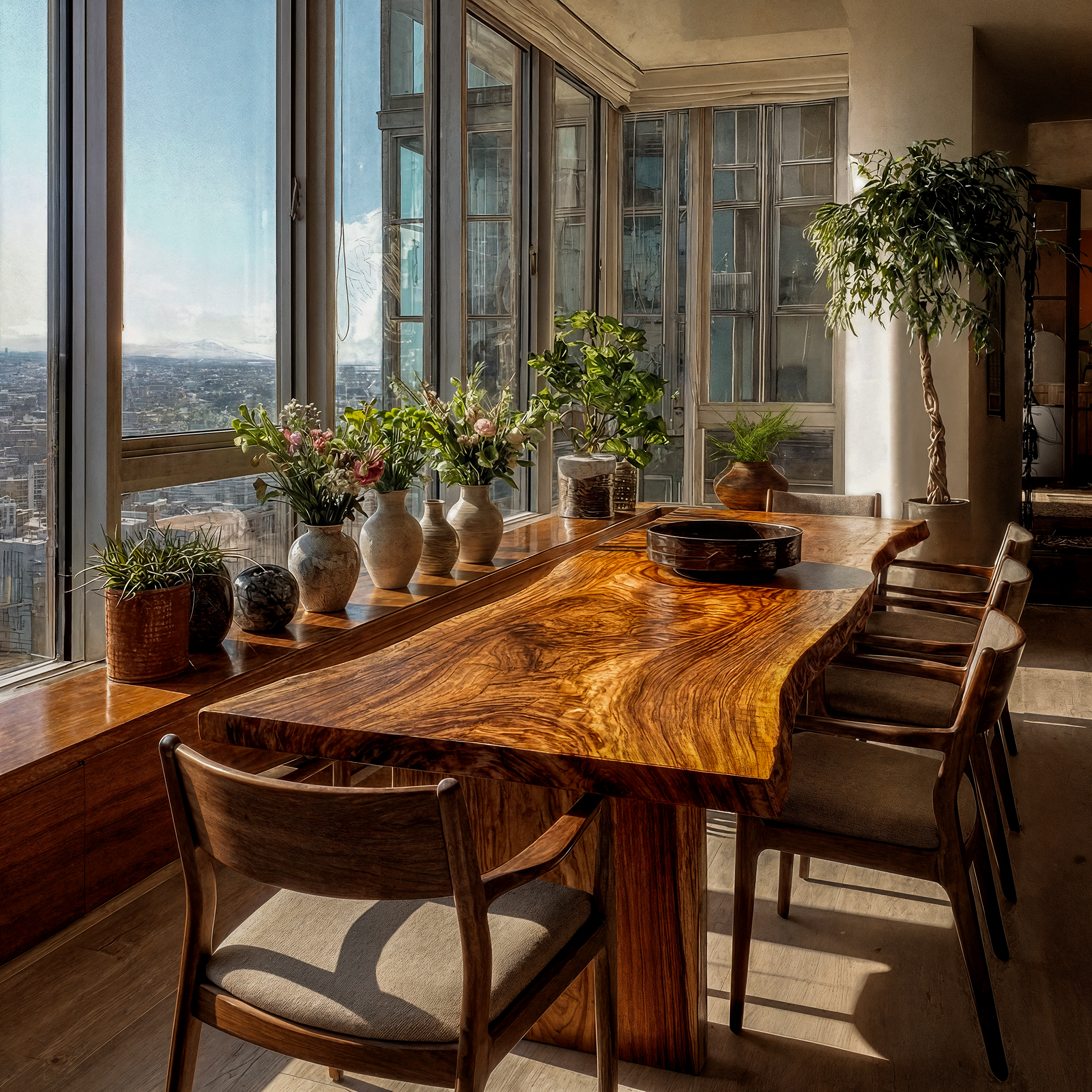Rustic Live Edge Dining Table Solid Wood Natural Slab Design Dining Room And Kitchen SINLKIDT162