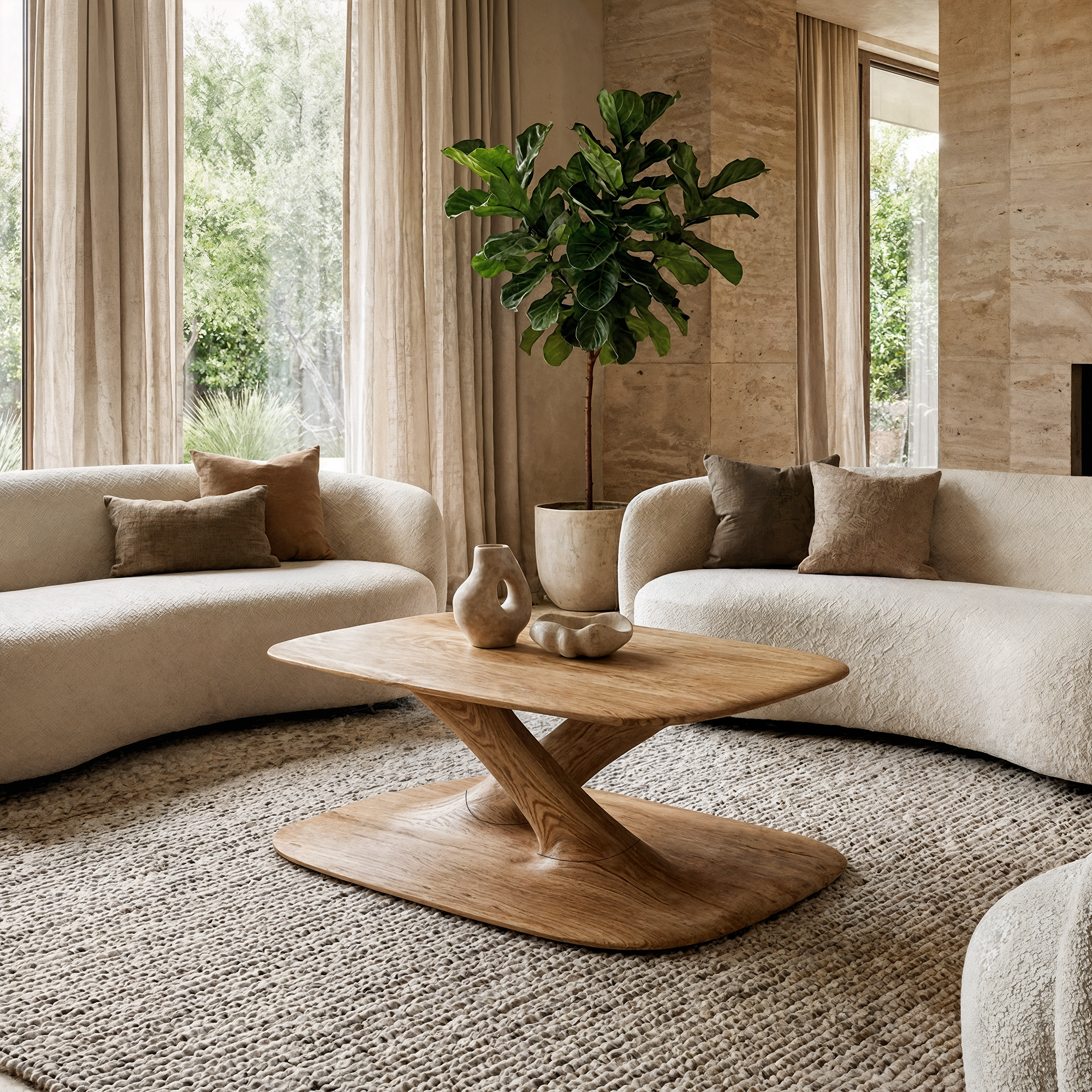 Modern Curved Coffee Table For Living Room And Lounge SINLKICF355