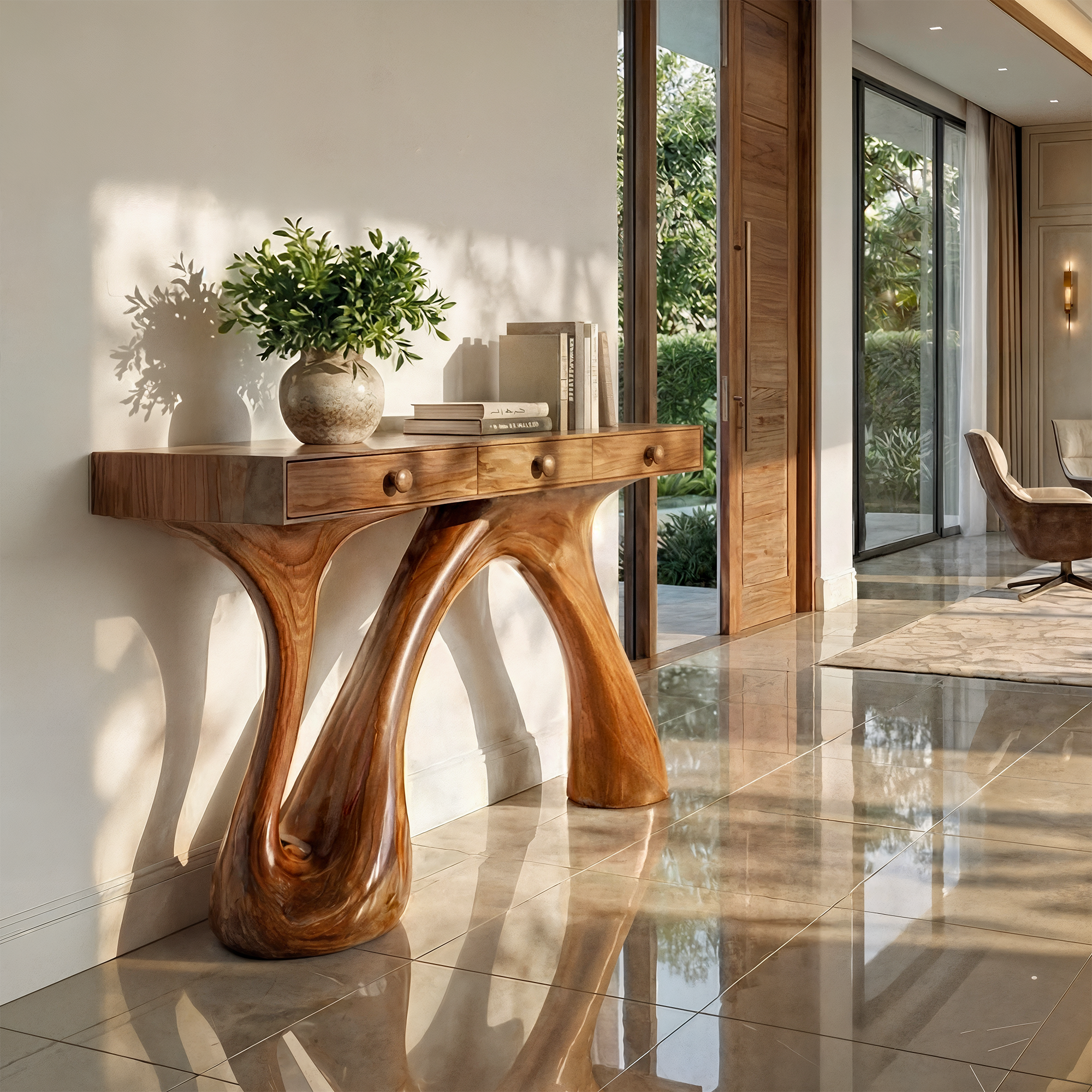 Modern Sculptural Console Table For Entryway And Living Room Space SINLKICS563