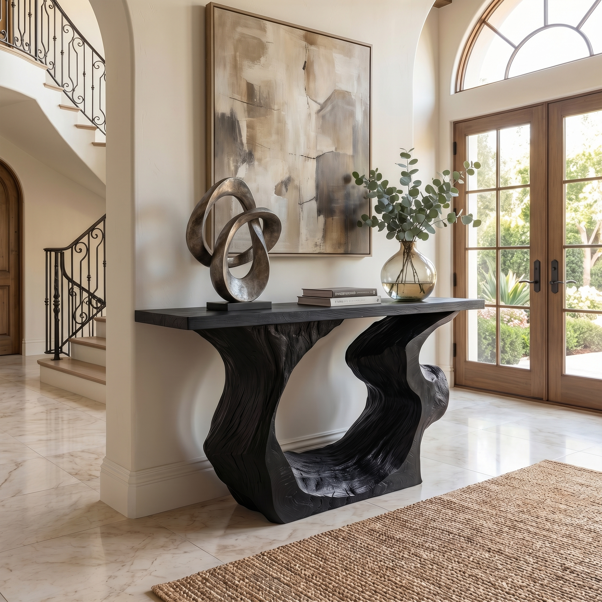 Sculptural Console Table Entryway Table Modern Sofa Table For Living Room And Entryway SINLKICS569