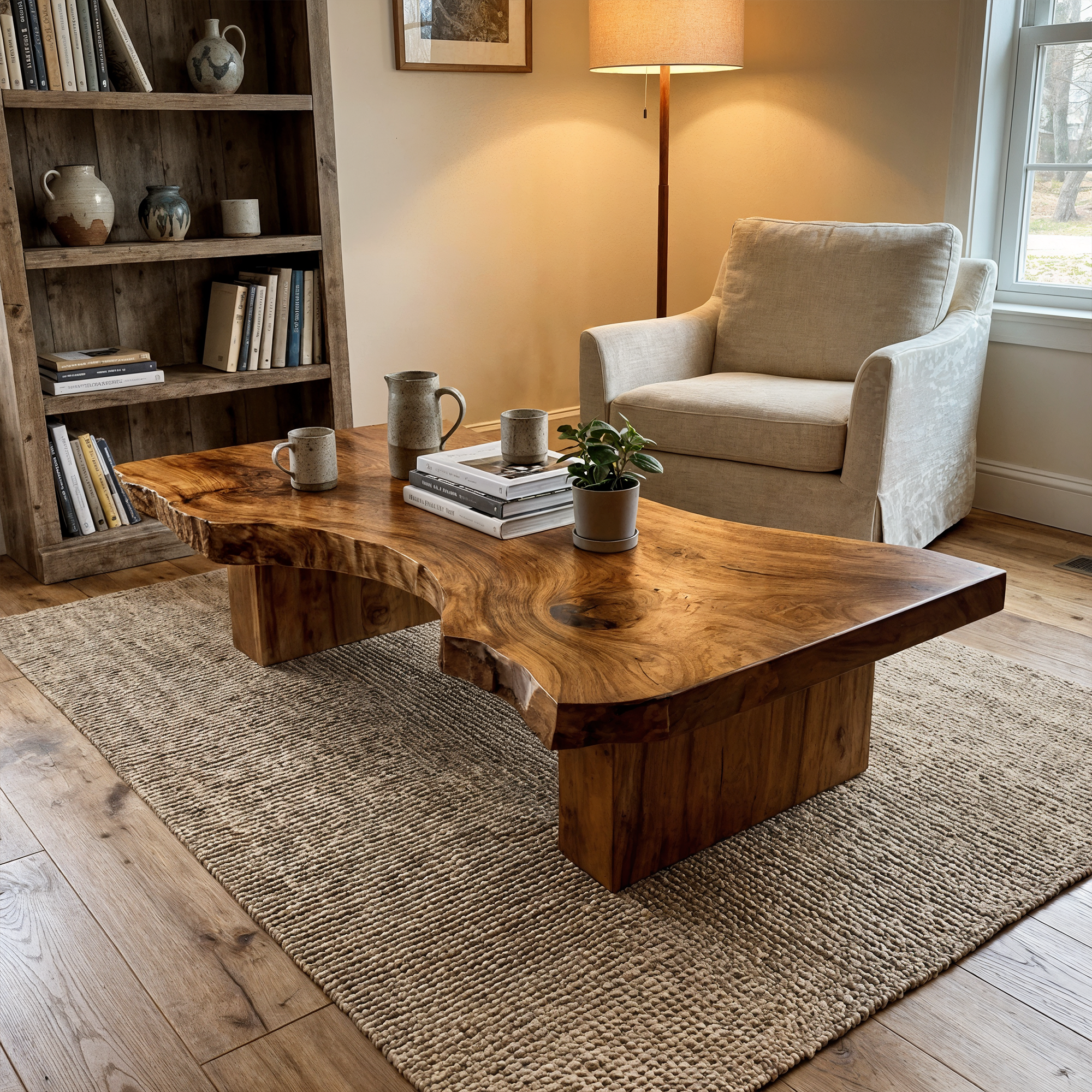 Rustic Sculptural Coffee Table Modern Living Room Display SINLKICF129