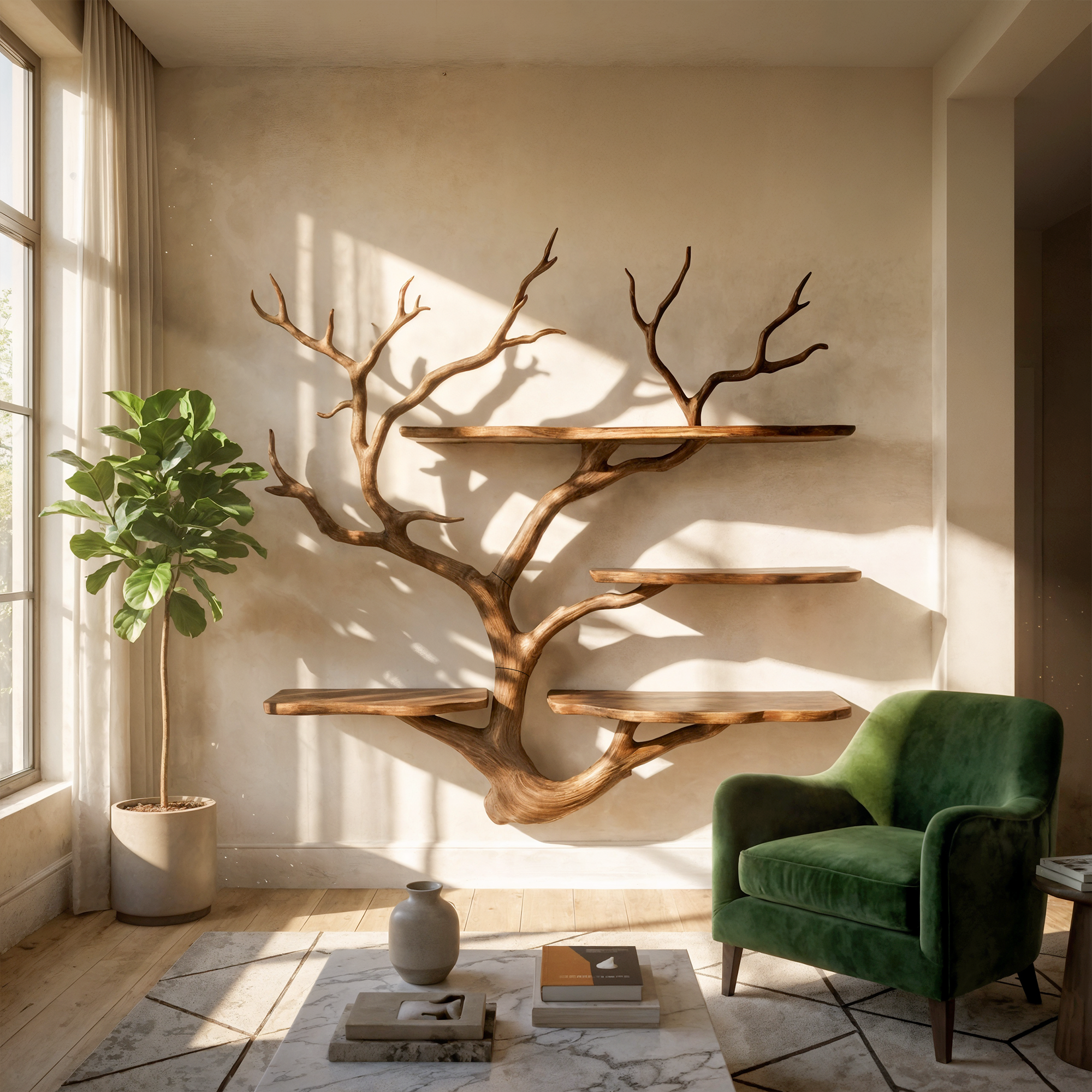 Sculptural Tree Wall Shelf Living Room And Studio SINLKITBS105