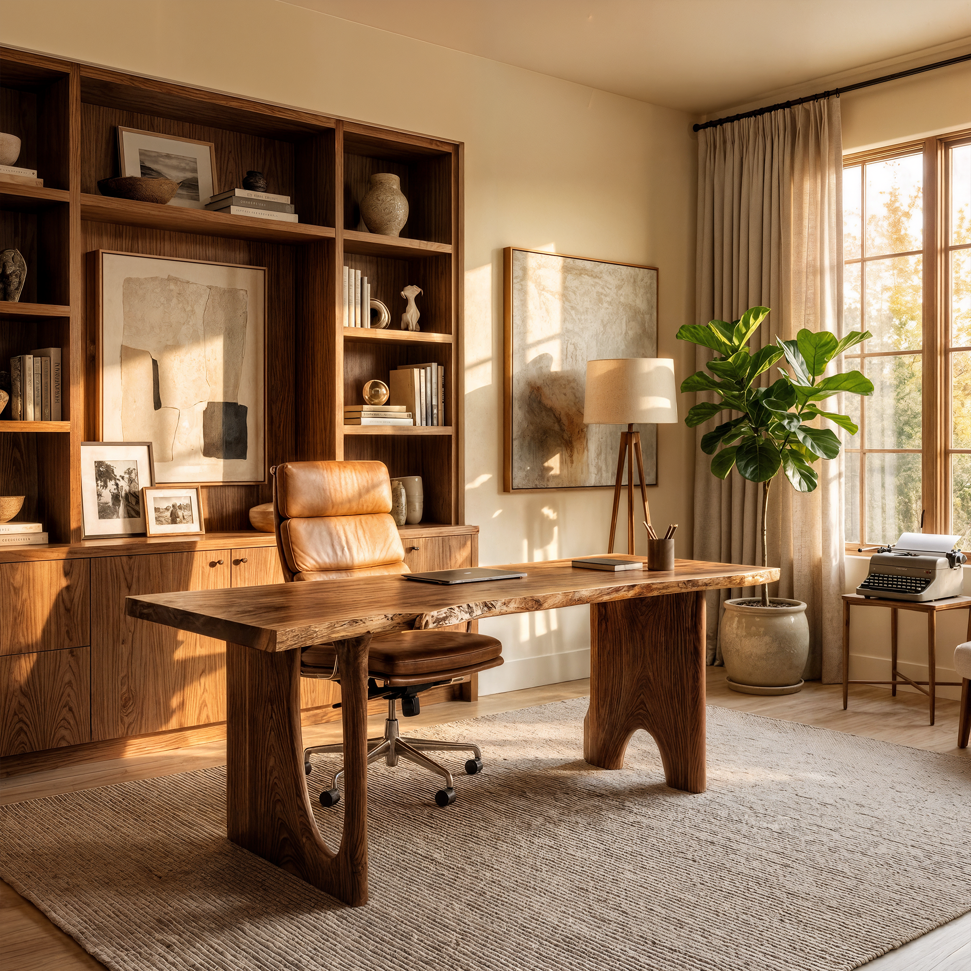Nature Inspired Wooden Desk For Study Room And Home Office SINLKIDK132