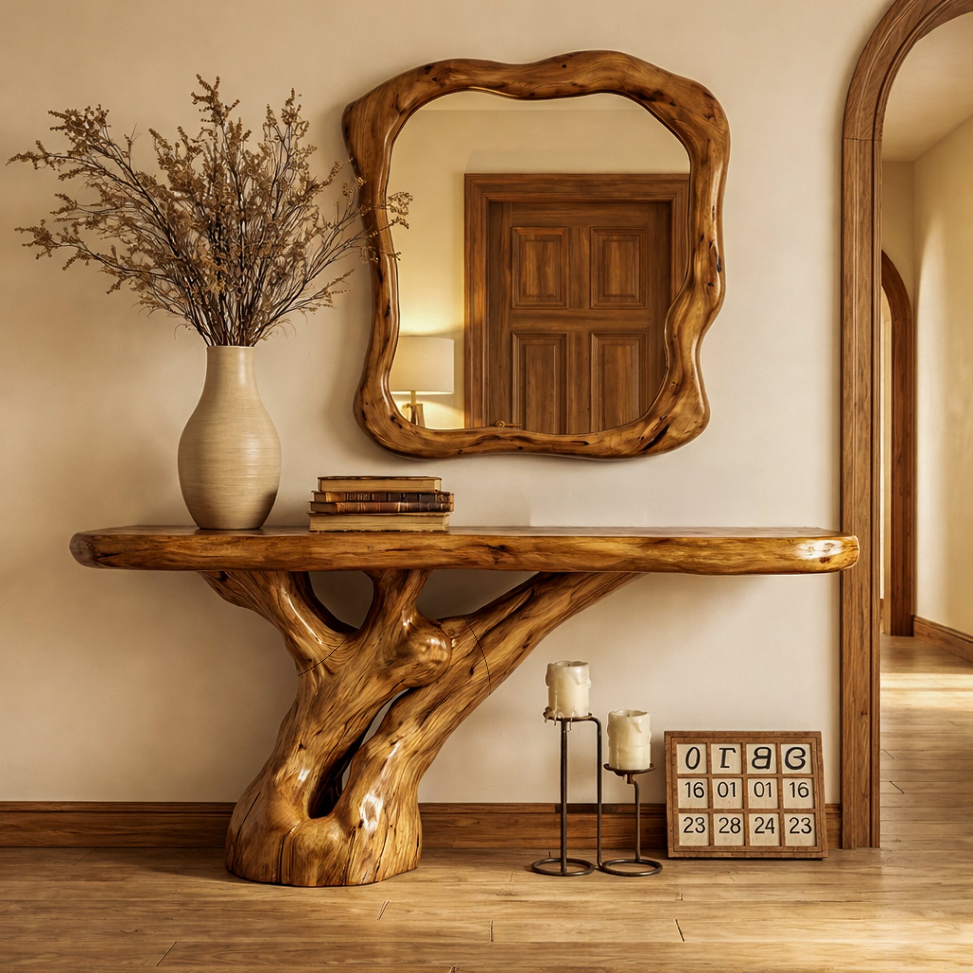 Rustic Tree Root Console Table For Entryway And Living Room SINLKICS570