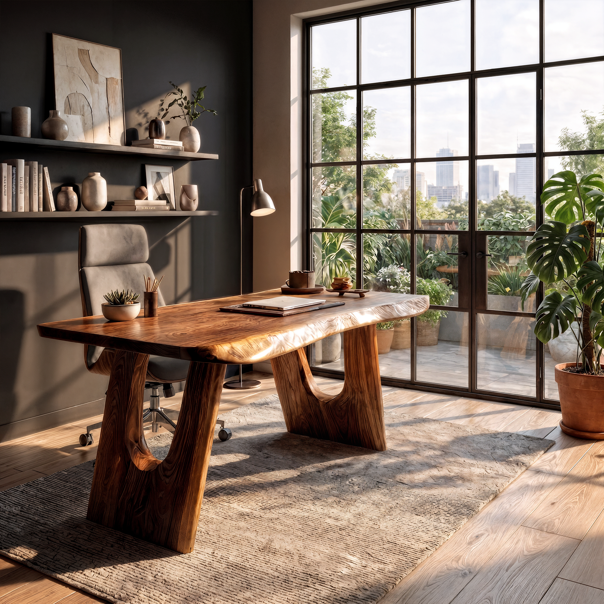 Rustic Wooden Desk For Home Office And Study Room Workspace SINLKIDK133