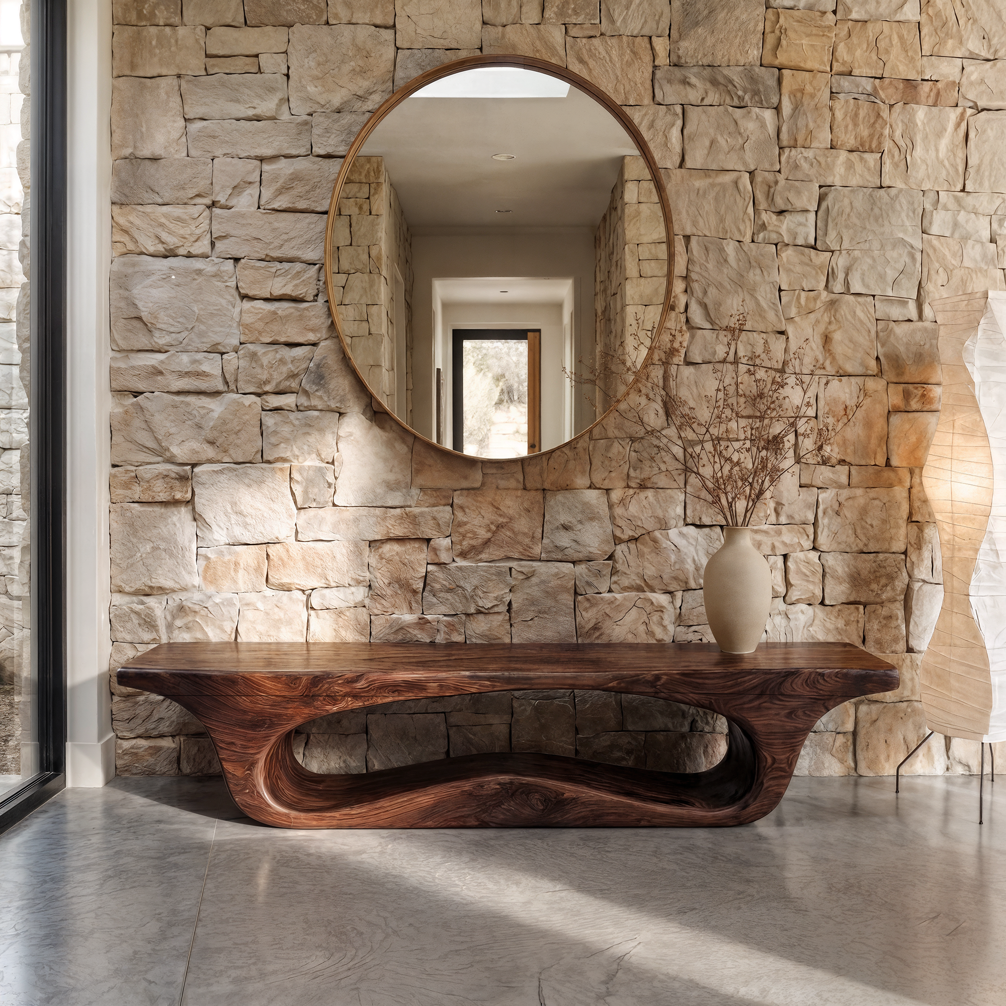 Modern Sculptural Bench For Entryway Or Living Room SINLKIRS104