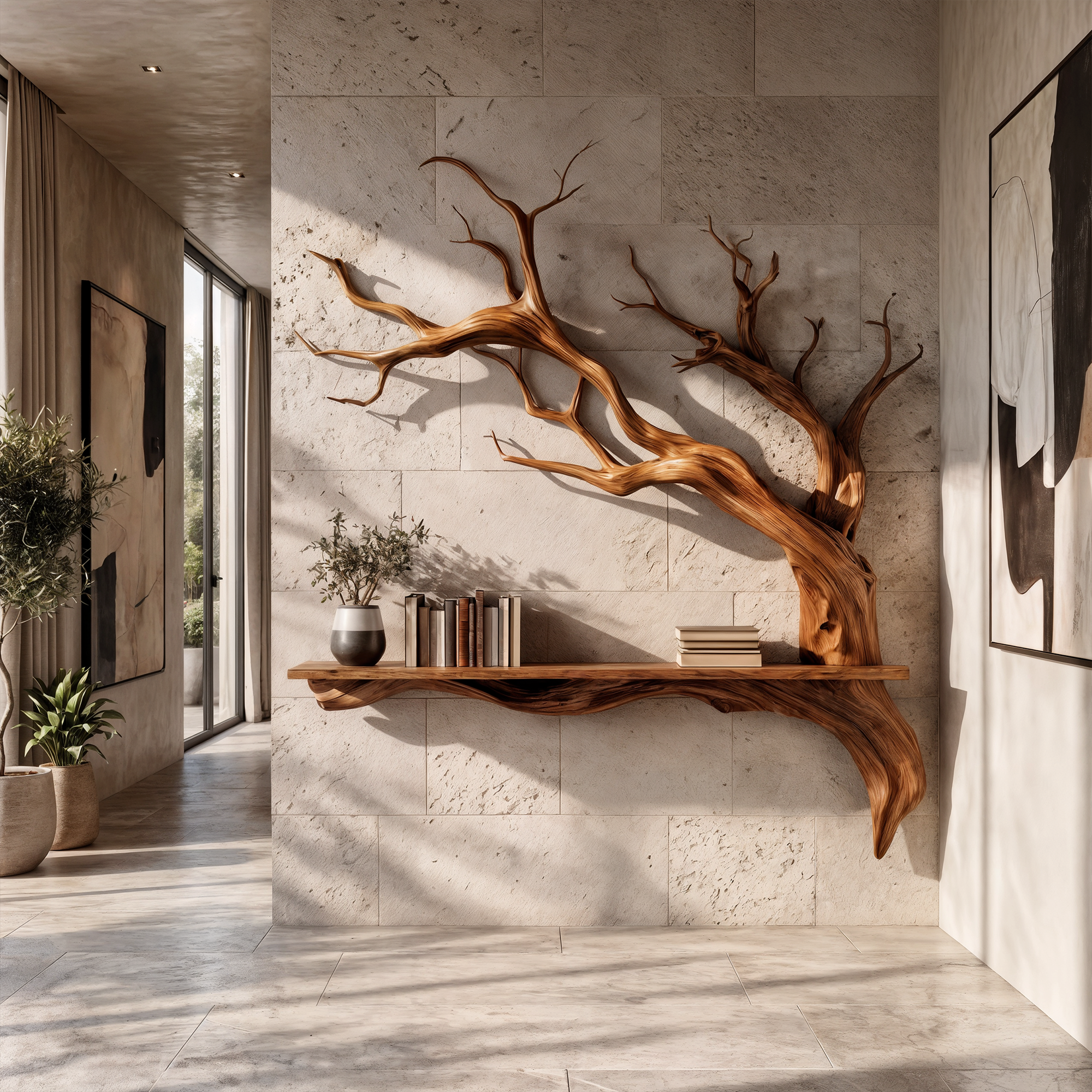 Rustic Tree Branch Wall Shelf Natural Artistic Home Decor SINLKIFL177