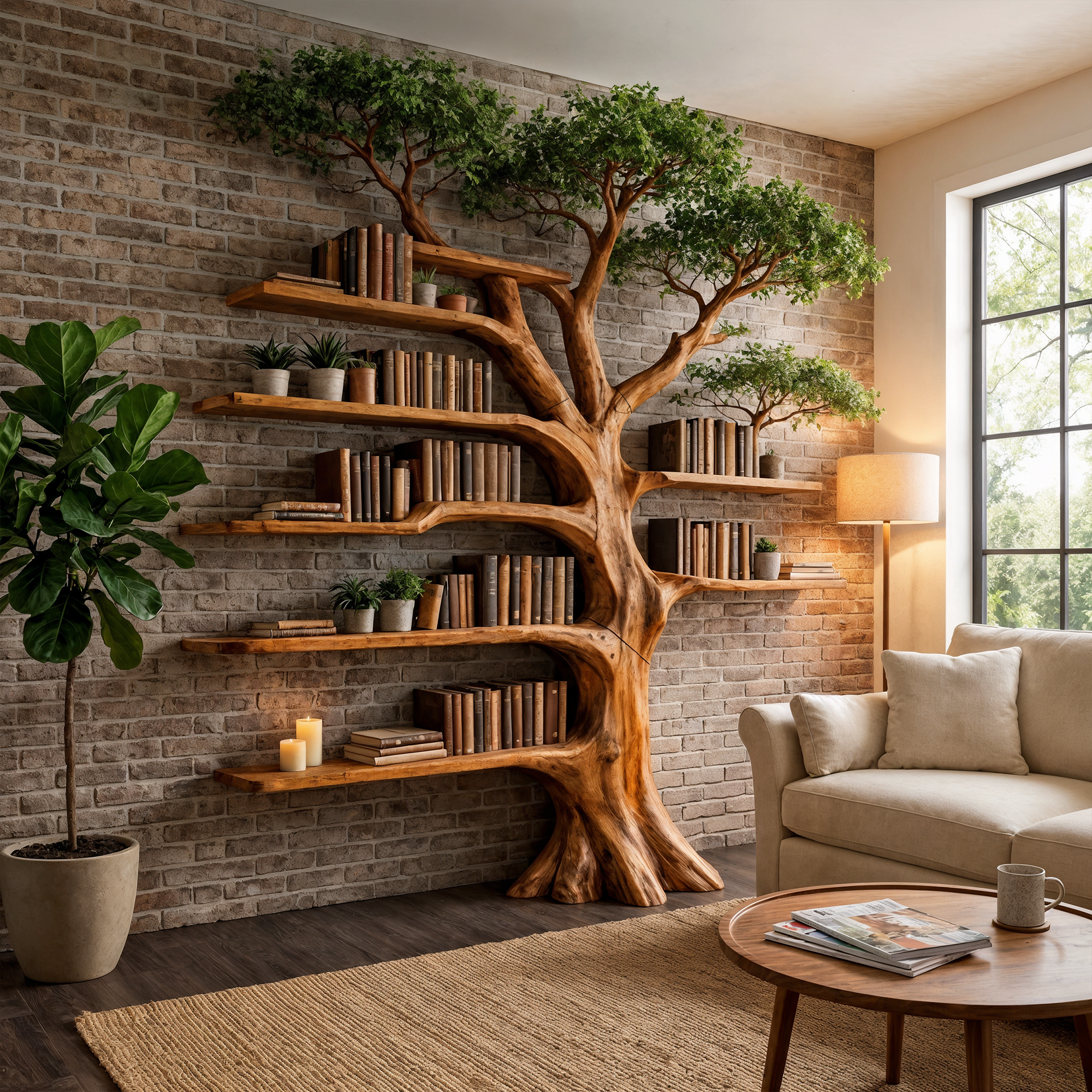 Nature Inspired Tree Display Bookcase Living Room SINLKITB657