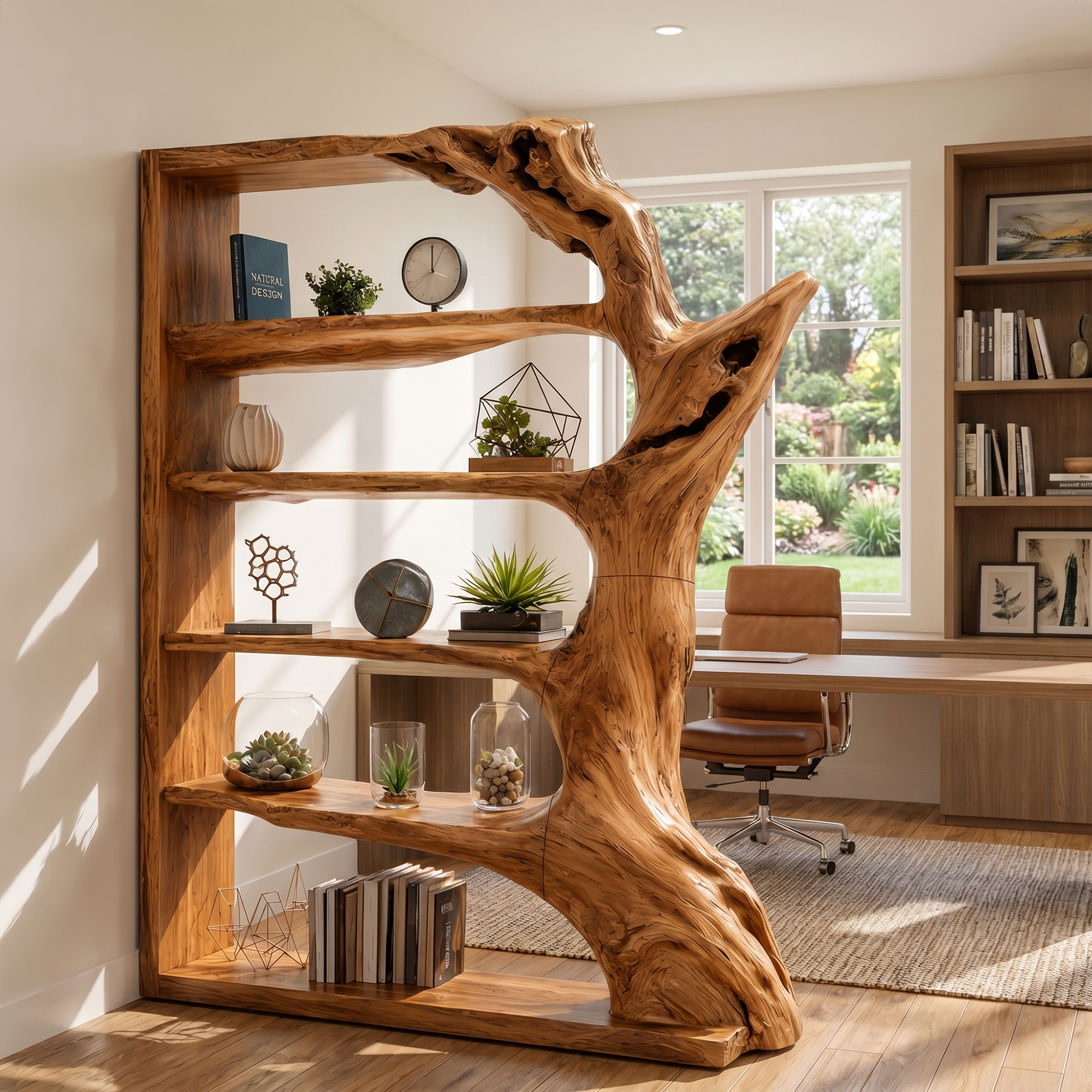 Contemporary Tree Bookshelf With Artistic Solid Wood Design For Living Room SINLKITB740