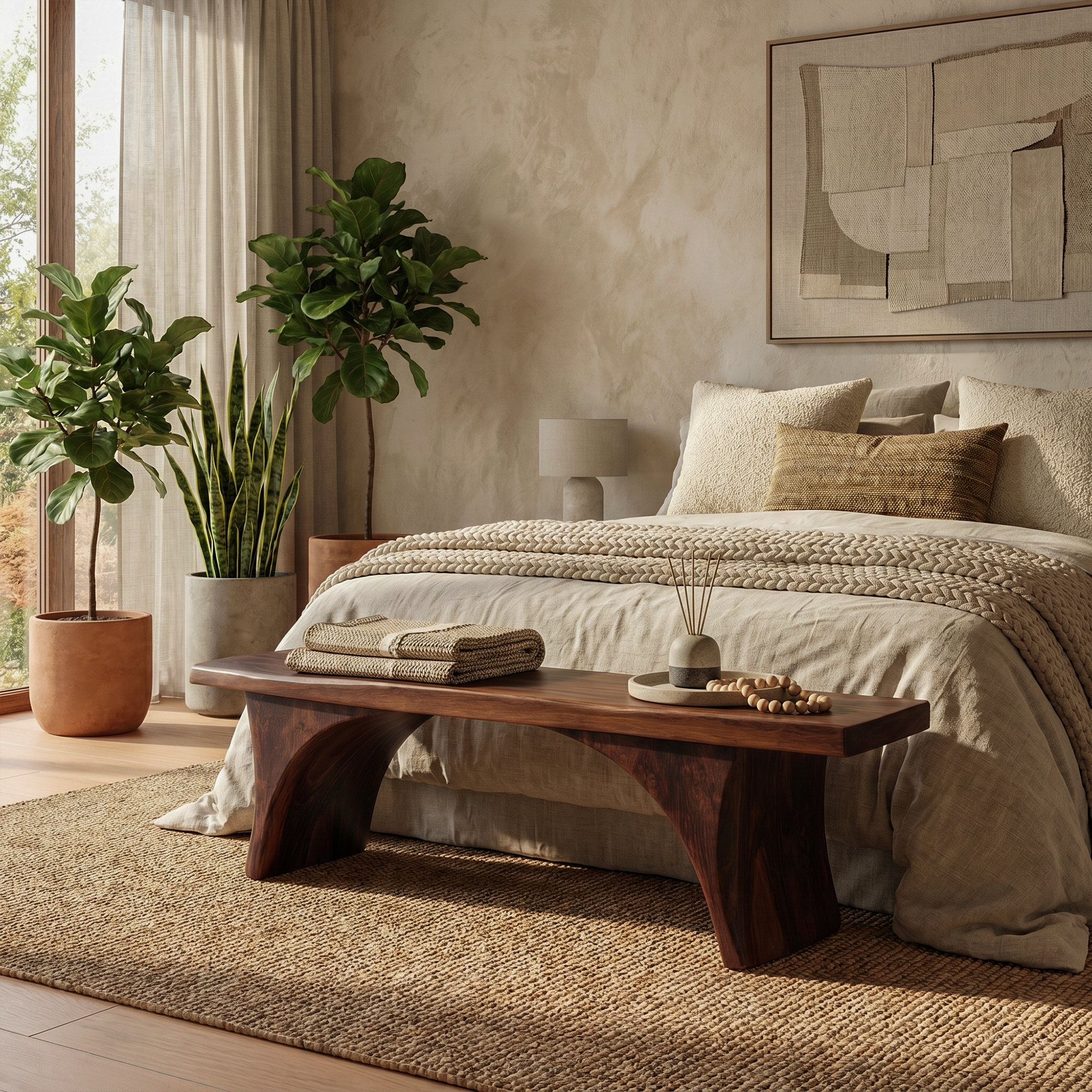 Organic Sculptural Bench With Curved Open Storage Base For Entryway And Living Room SINLKIRS112