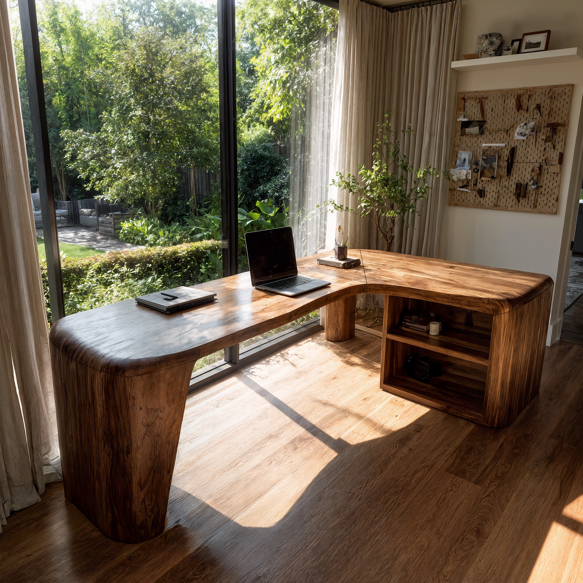 Organic Corner Desk Handcrafted Wood Design For Home Office SINLKIDK144