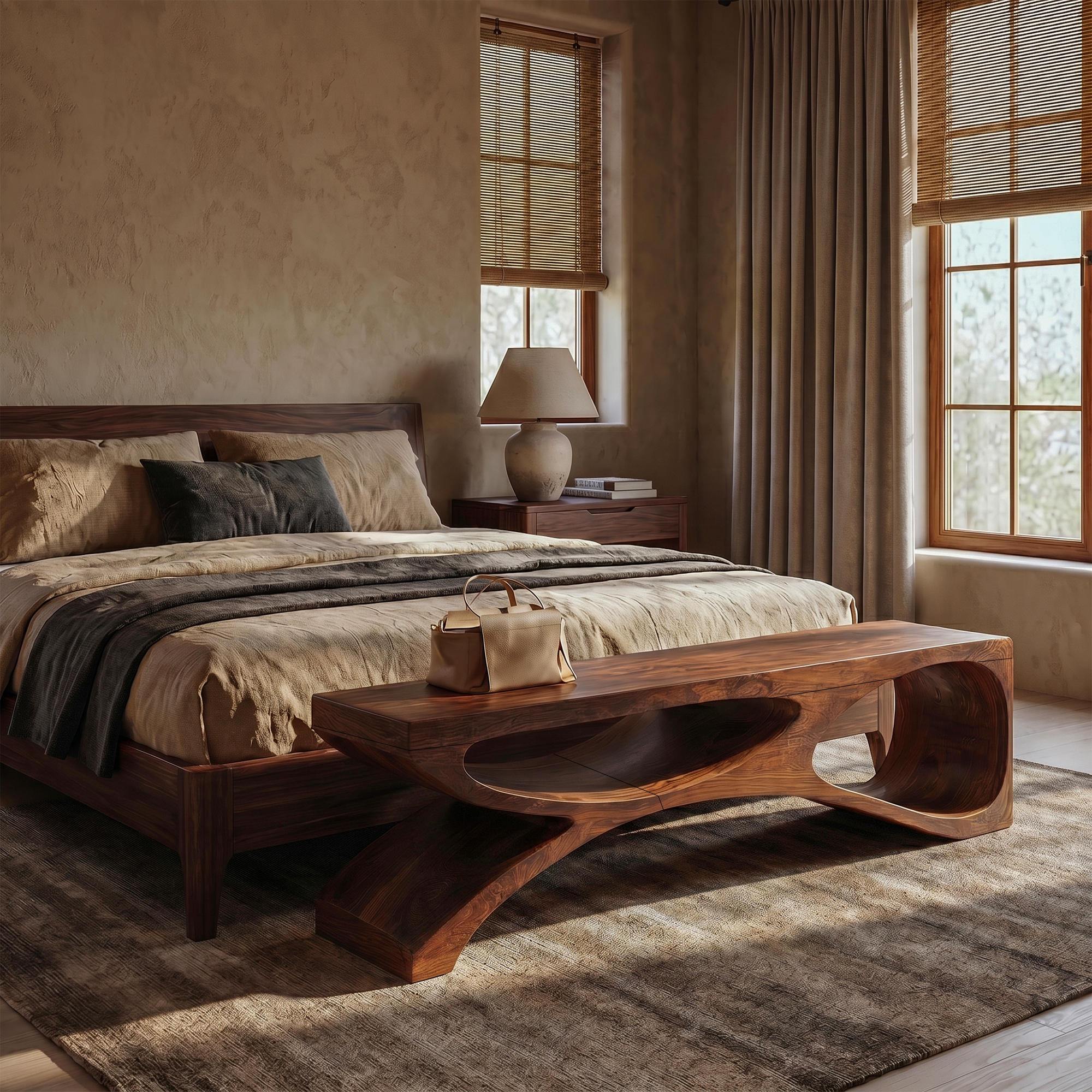Contemporary Bench With Sculptural Open Base For Living Room SINLKIRS116