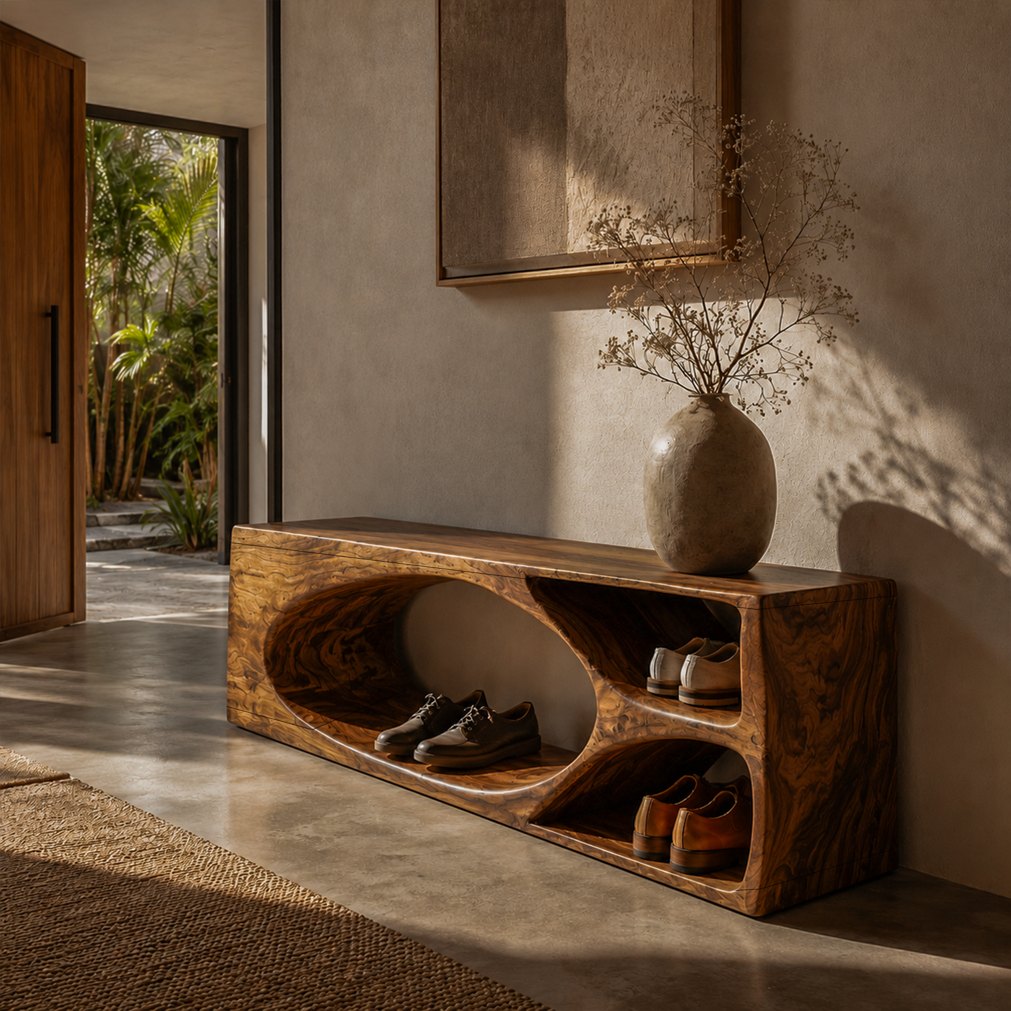Rustic Bench With Built In Shoe Storage Shelf For Entryway SINLKIRS118