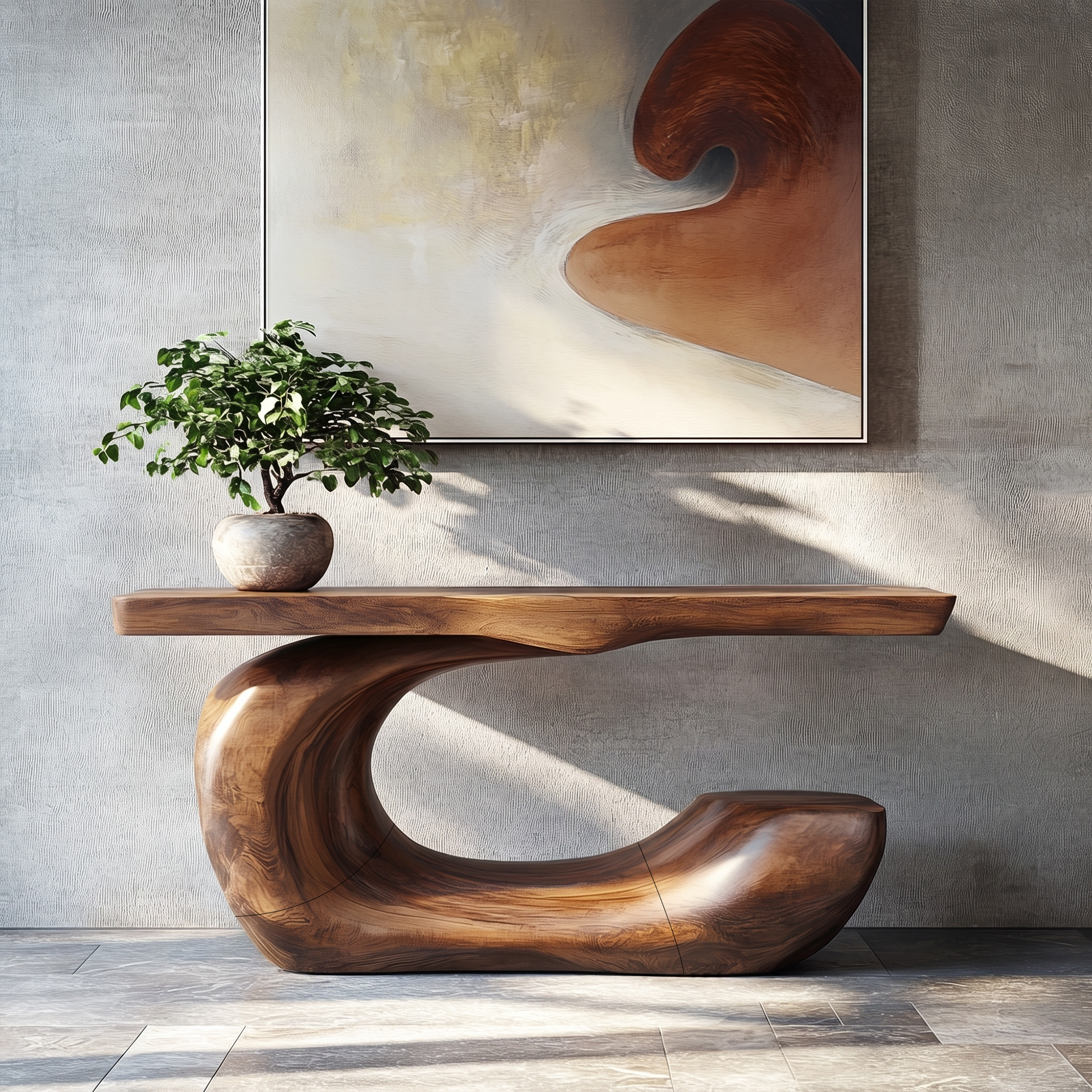 Artistic Abstract Sculptural Console Table For Entryway And Living Room Space SINLKICS566