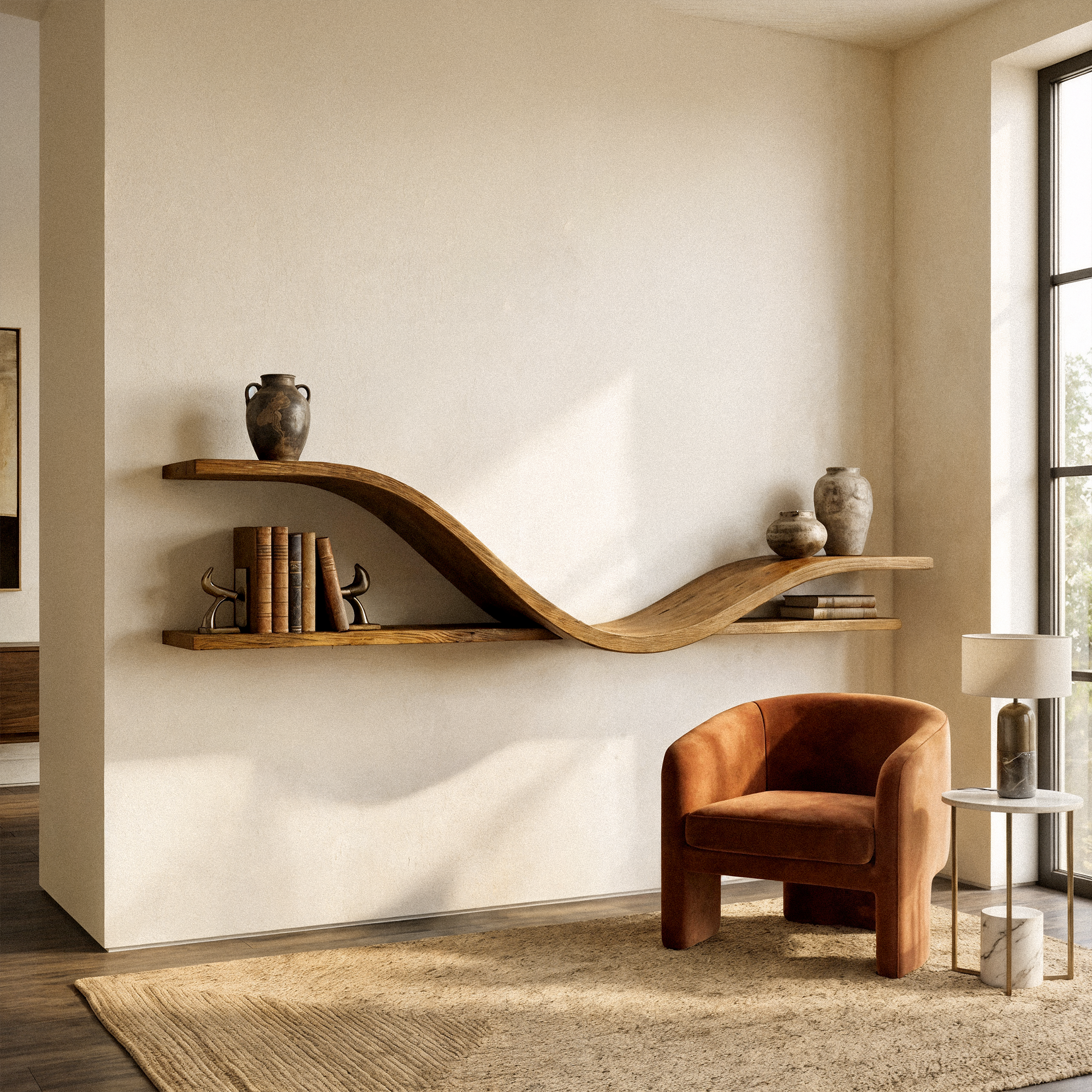 Organic Modern Curved Shelf Living Room Or Hallway SINLKIFL267