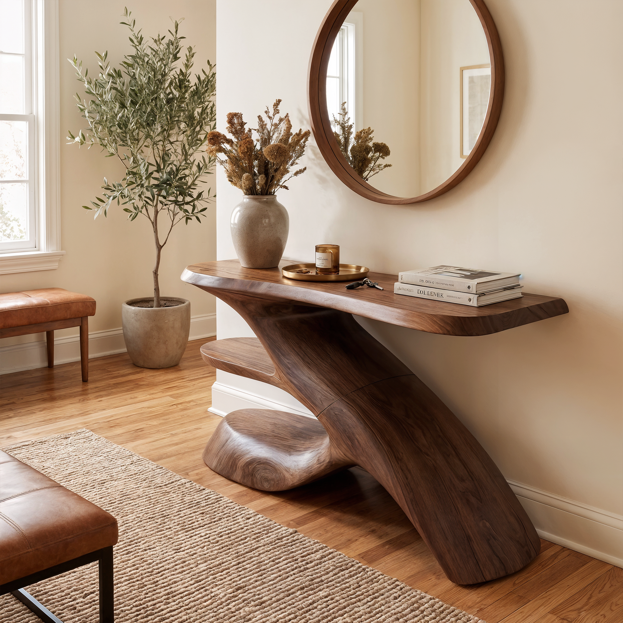 Rustic Console Table Natural Wood Entryway Living Room SINLKICS536
