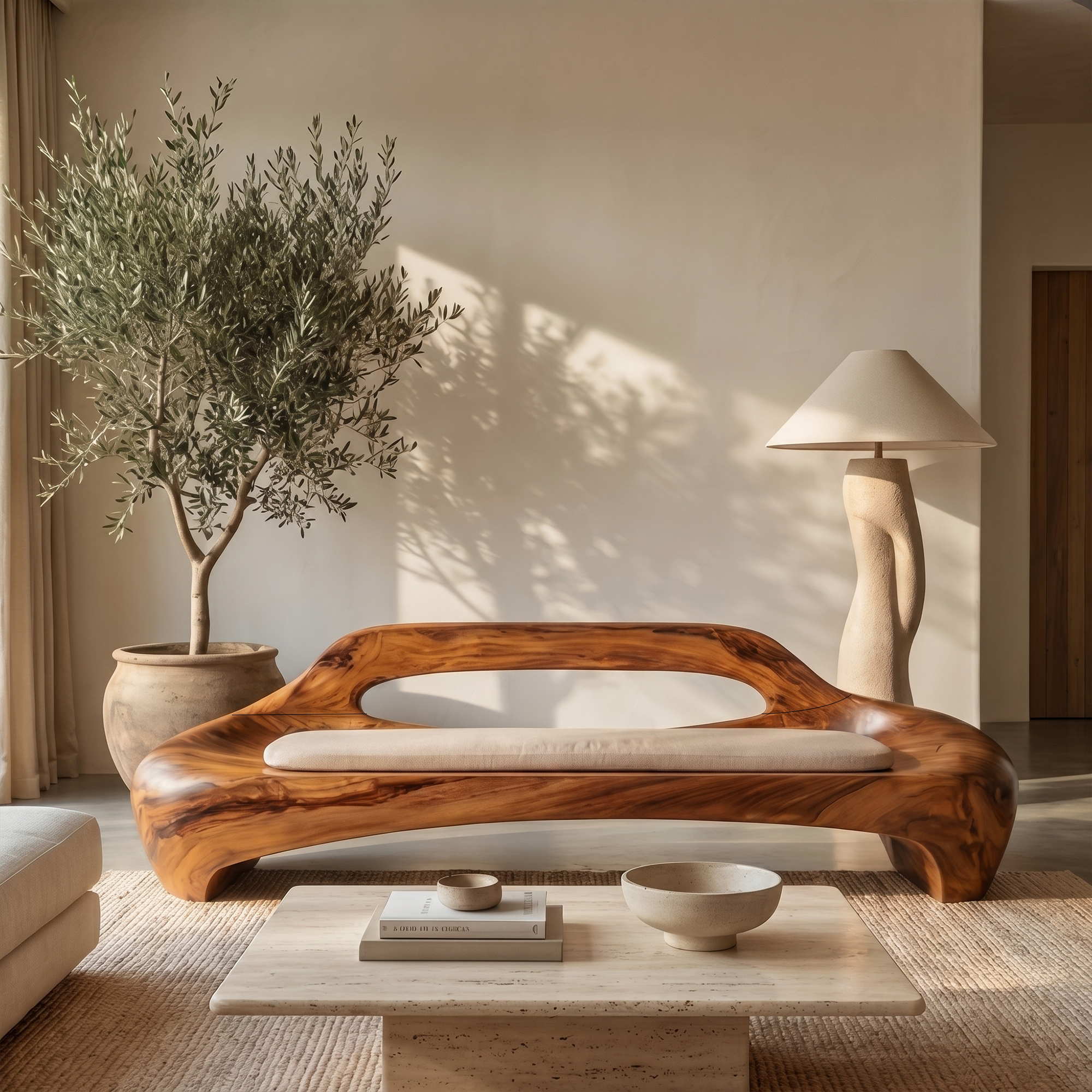 Minimalist Organic Sofa Frame With Low Profile Solid Wood Design For Living Room SINLKISF020