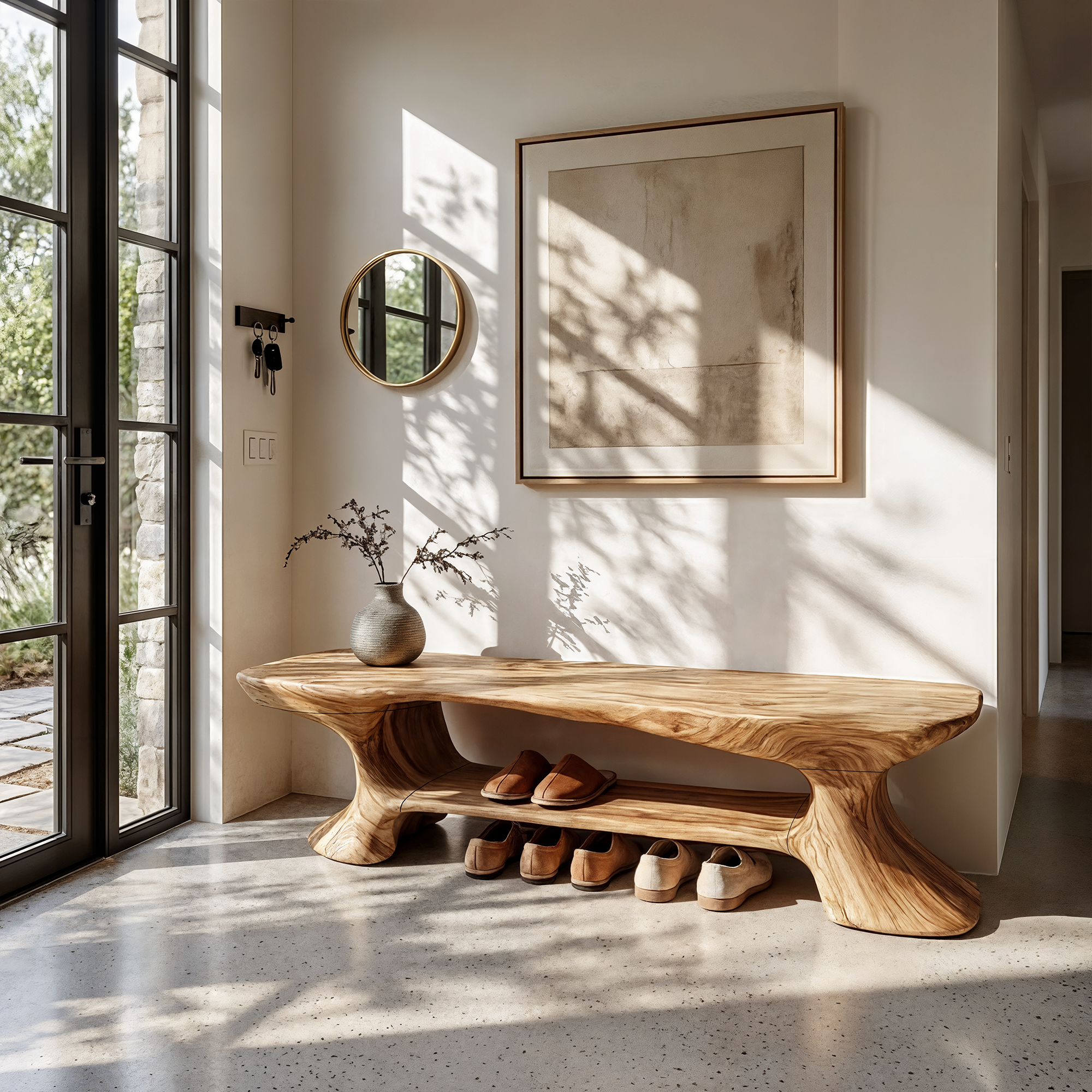 Rustic Entryway Bench With Integrated Shoe Storage For Entryway SINLKISB100