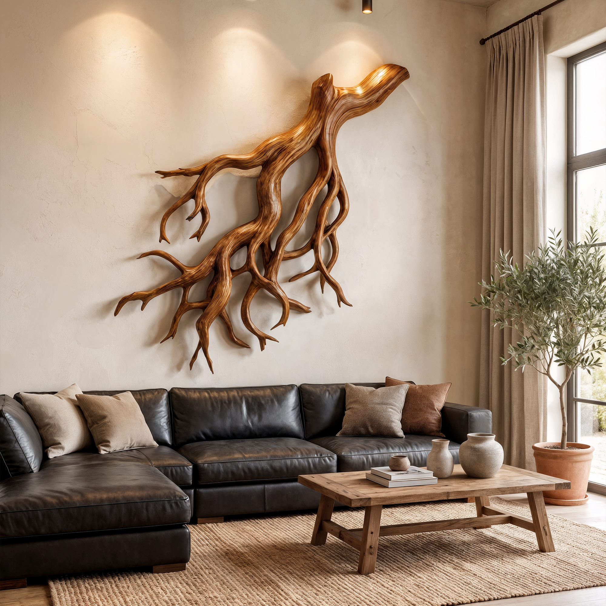 Rustic Tree Root Wall Art Living Room And Lounge SINLKIWD056