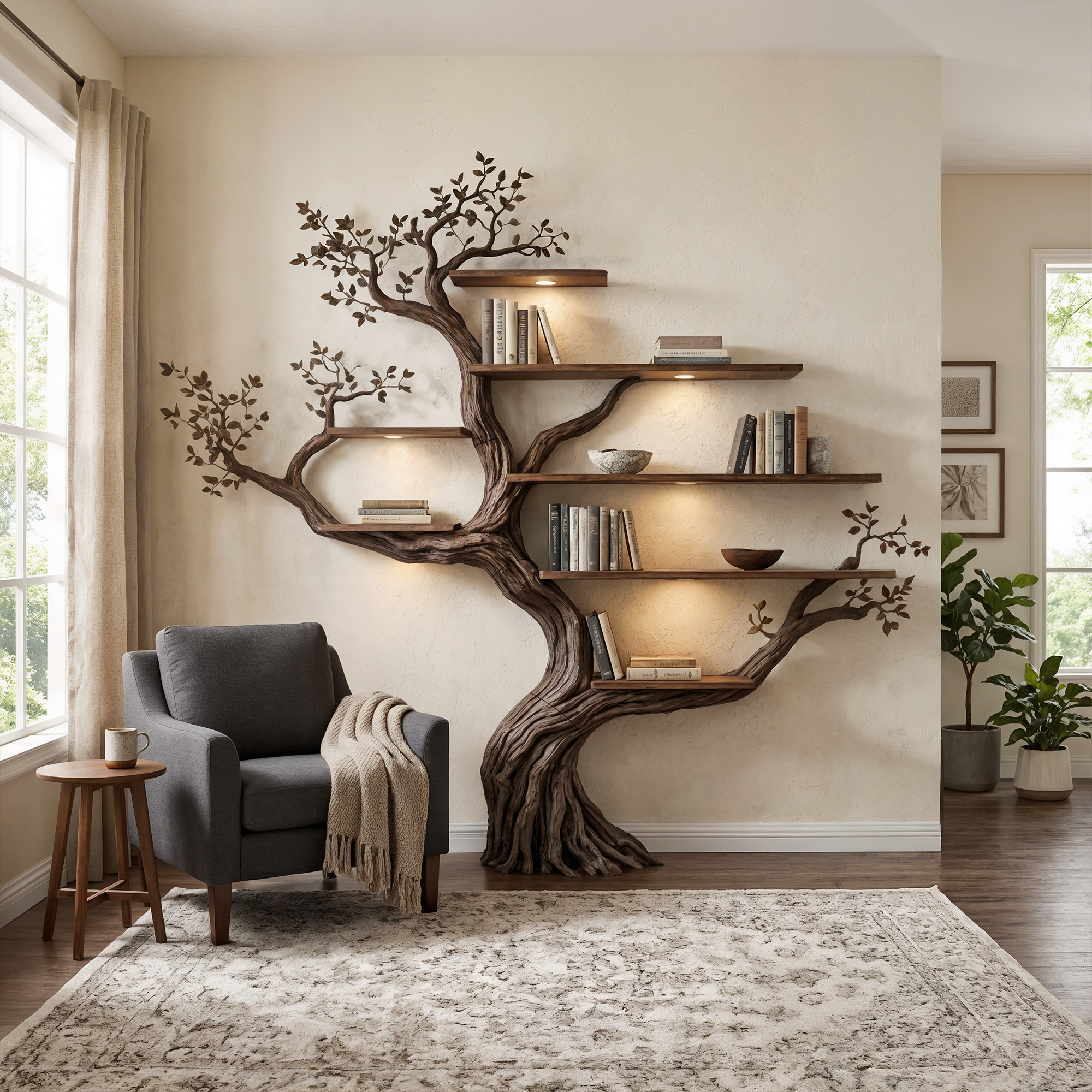 Modern Organic Living Room Interior Flowing Sculptural Wall Feature SINLKITB690