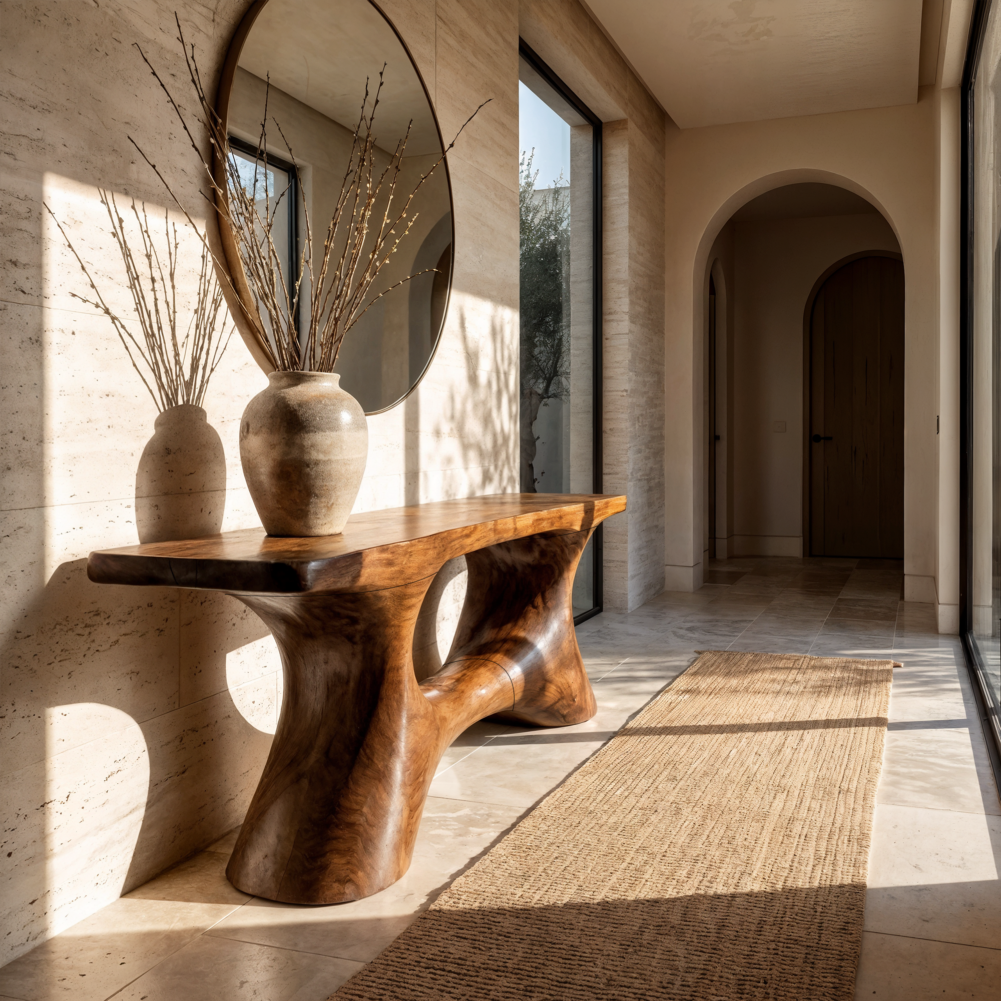 Contemporary Organic Void Base Console Table Entryway Hallway Living Room SINLKICS511