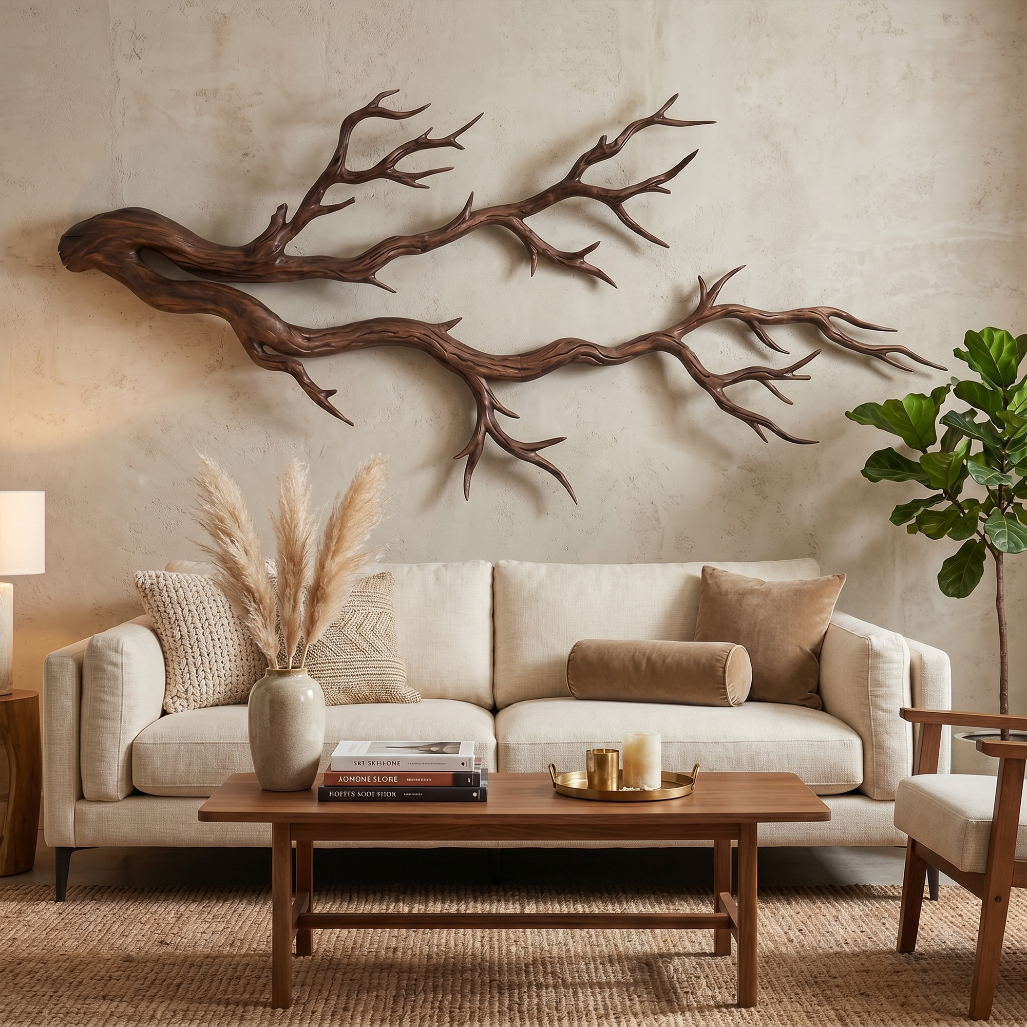 Twisted Branch Solid Wood Wall Sculpture Organic Modern Decor SINLKIWD032