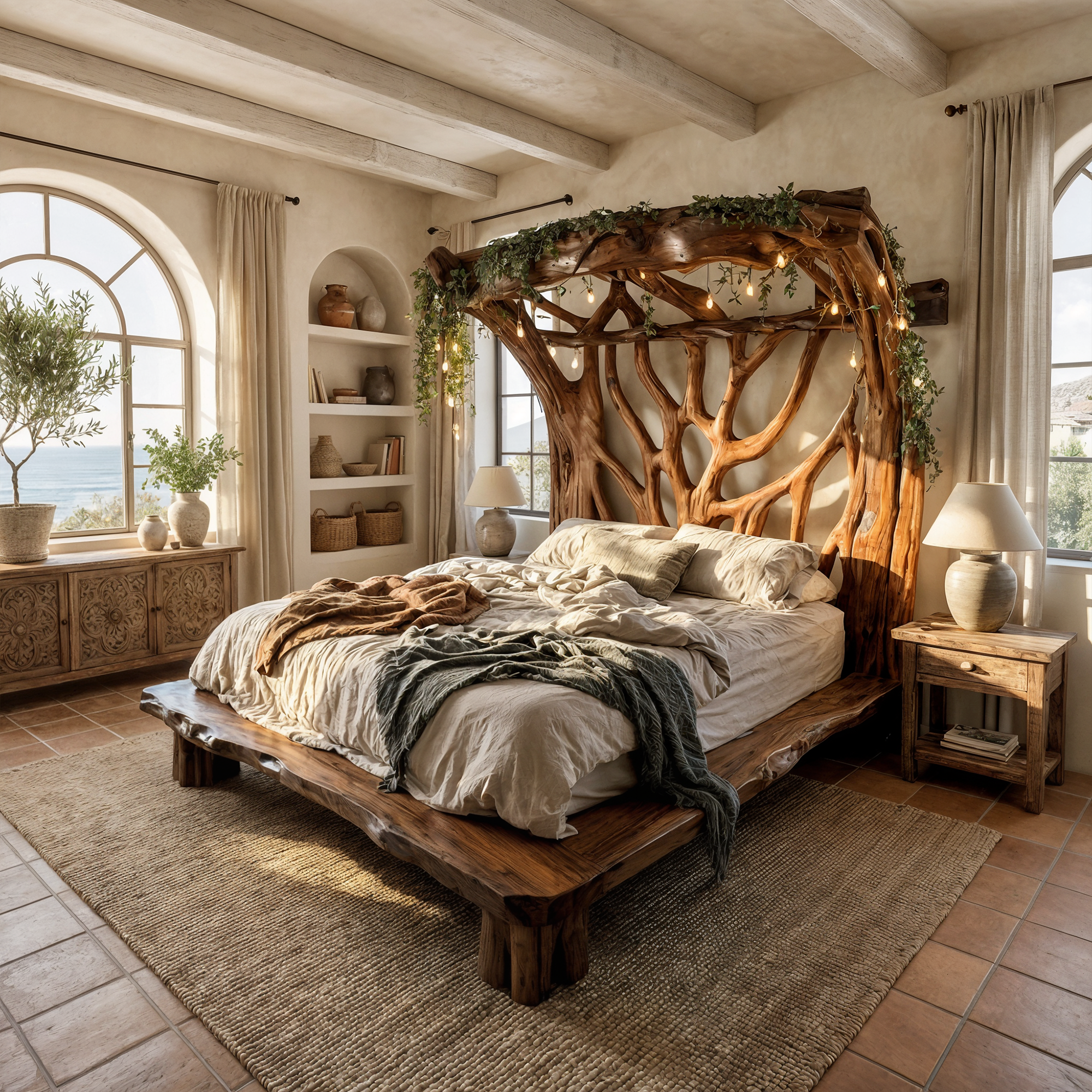 Rustic Tree Bed Modern Bedroom SINLKIWB046